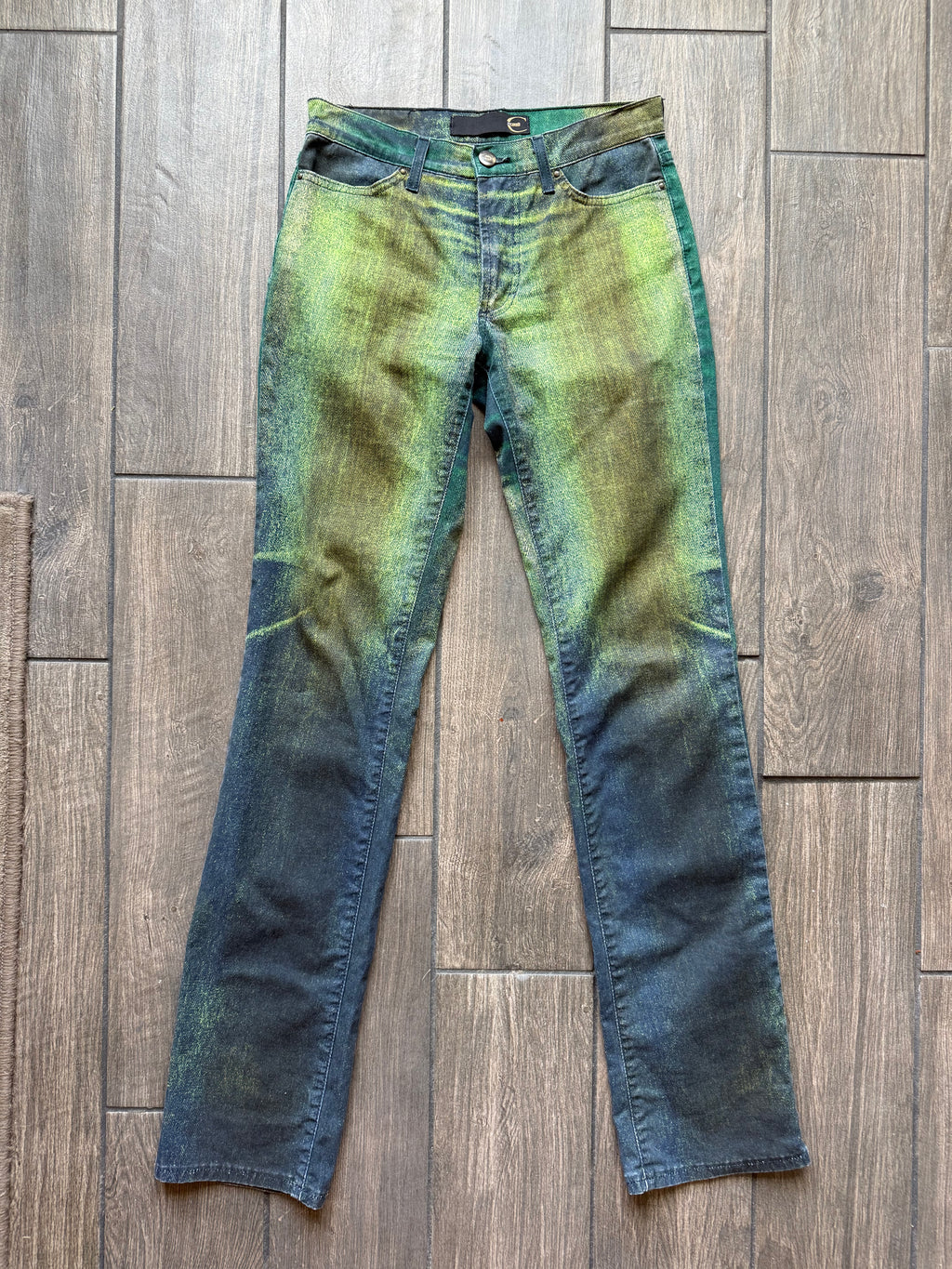 Roberto Cavalli Green Acid Wash Jeans