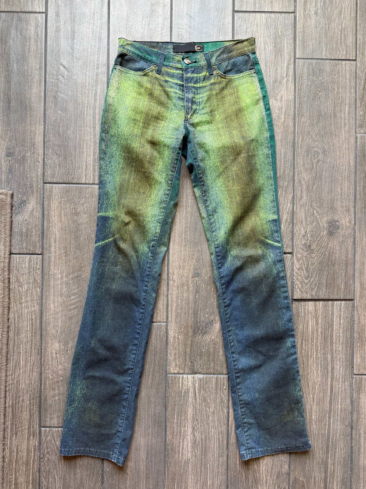 Roberto Cavalli Green Acid Wash Jeans