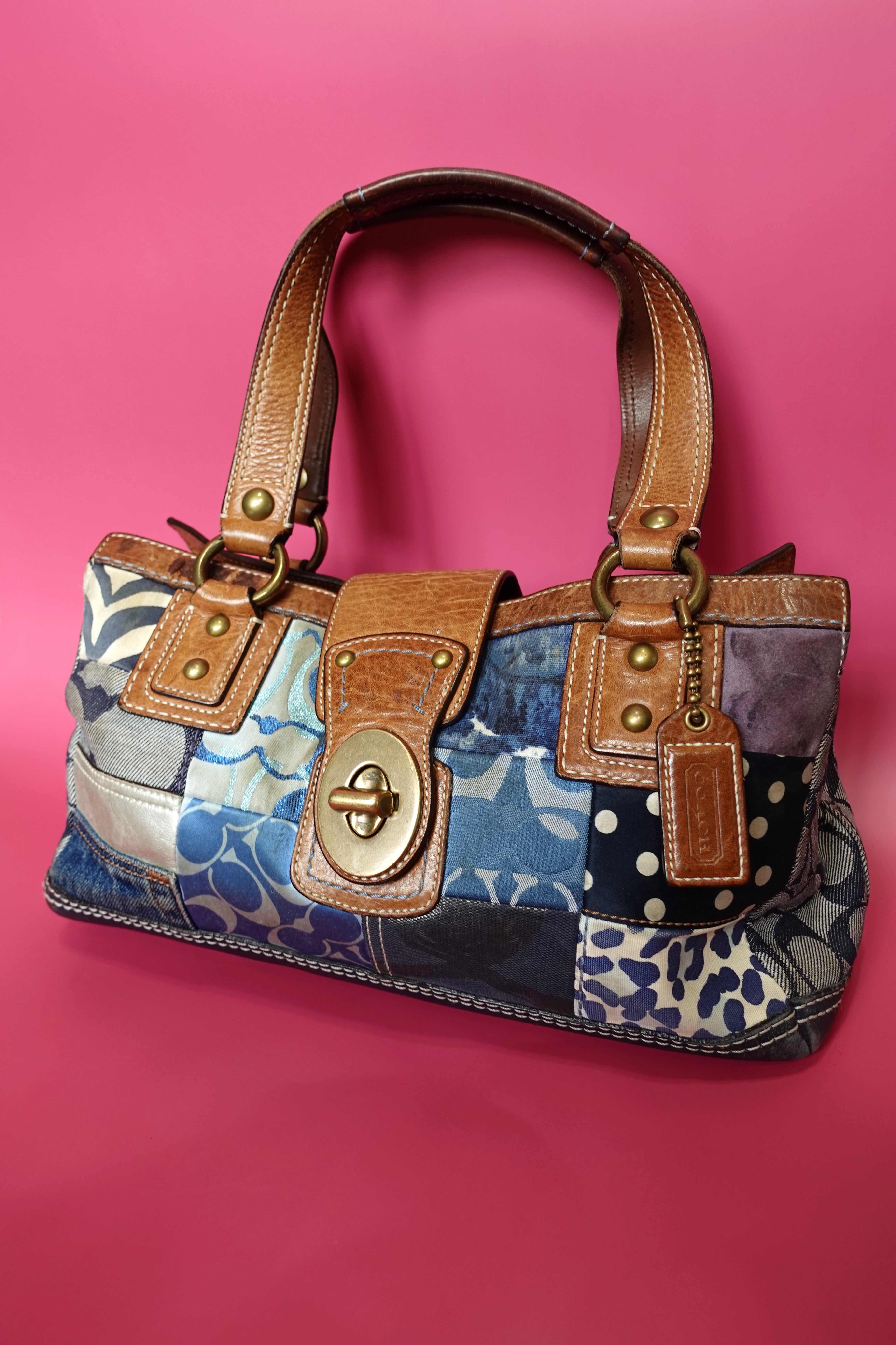 Coach Denim Patchwork Satchel