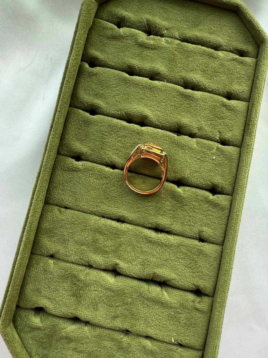Gold Bezel Set Orange Ring Size 6