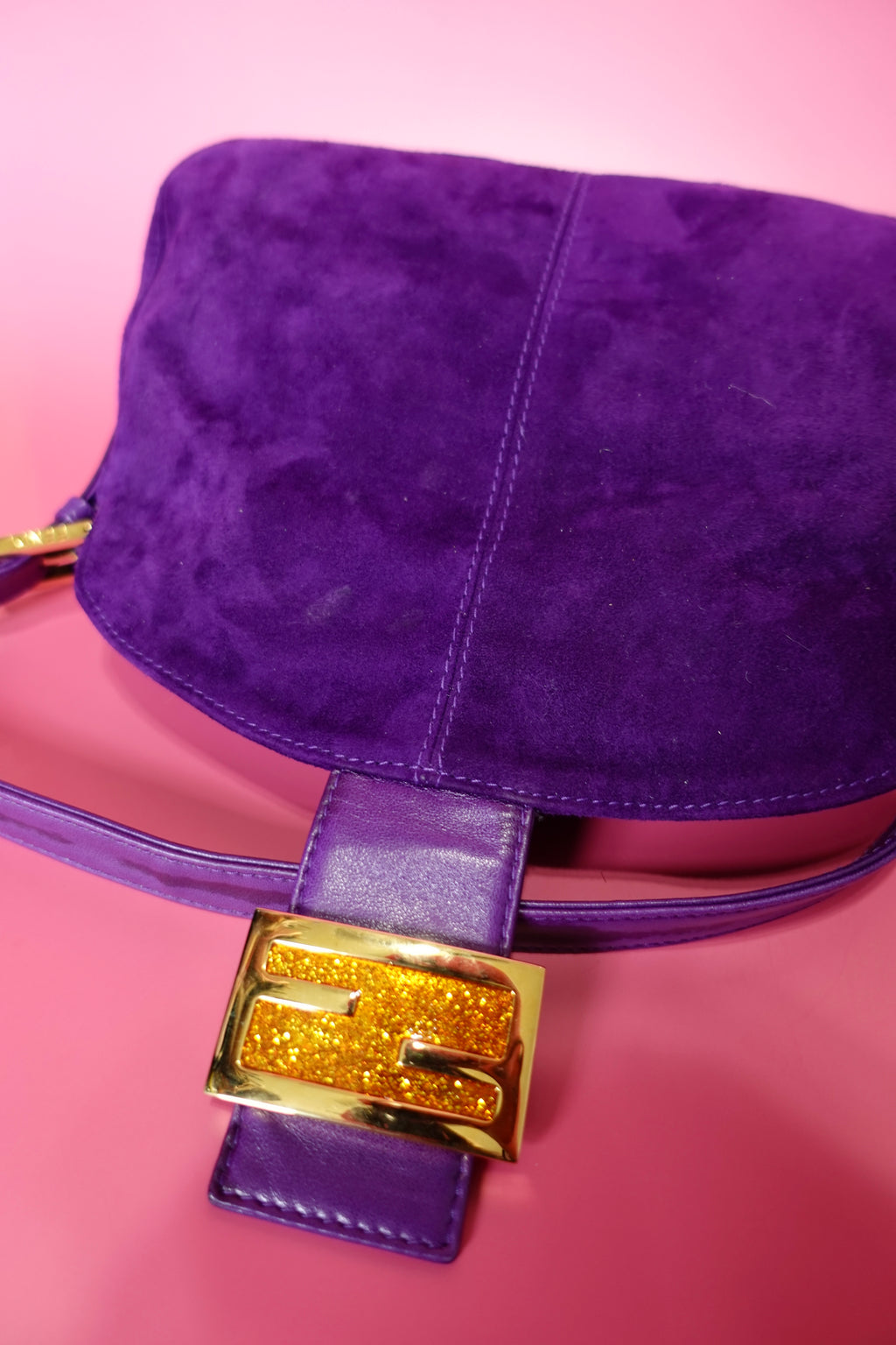 Fendi Purple Suede Baguette