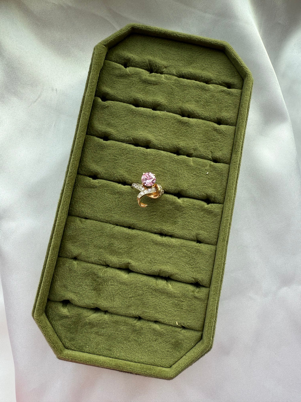 Gold Pink Abstract Ring Size 6