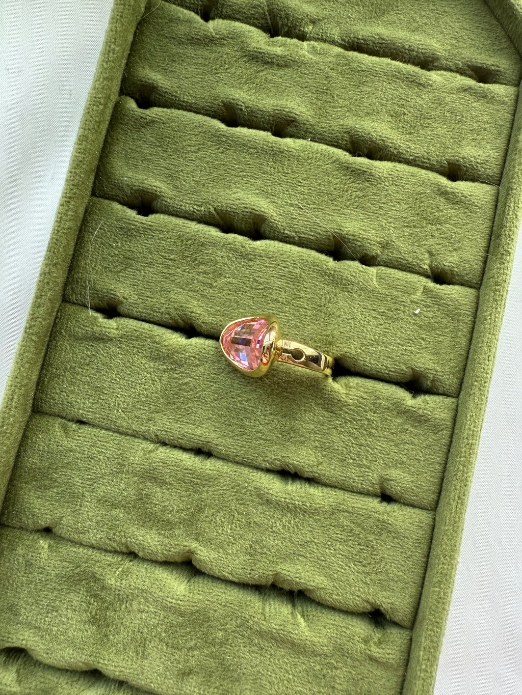 Gold Bezel Set Pink Ring Size 5