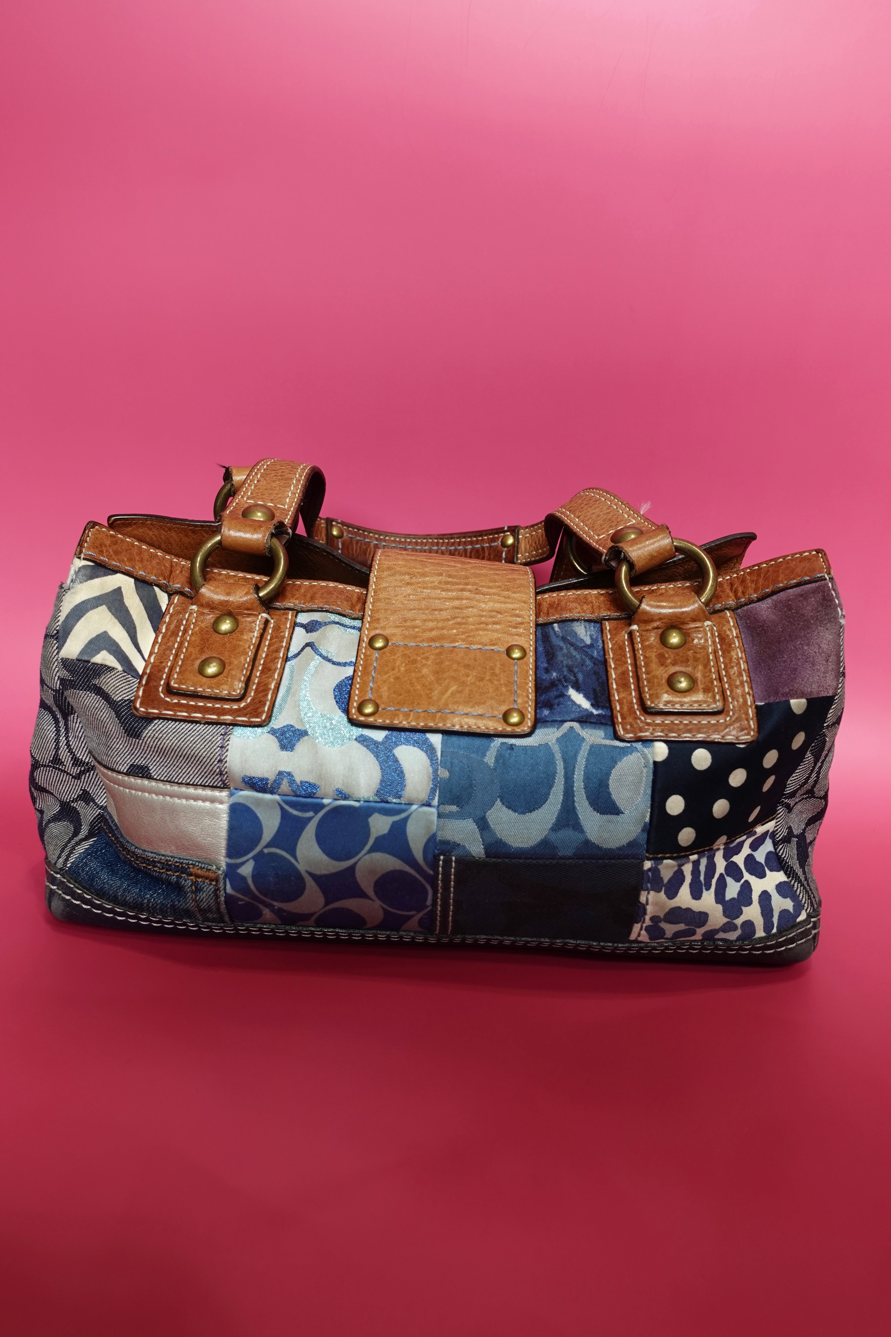 Coach Denim Patchwork Satchel