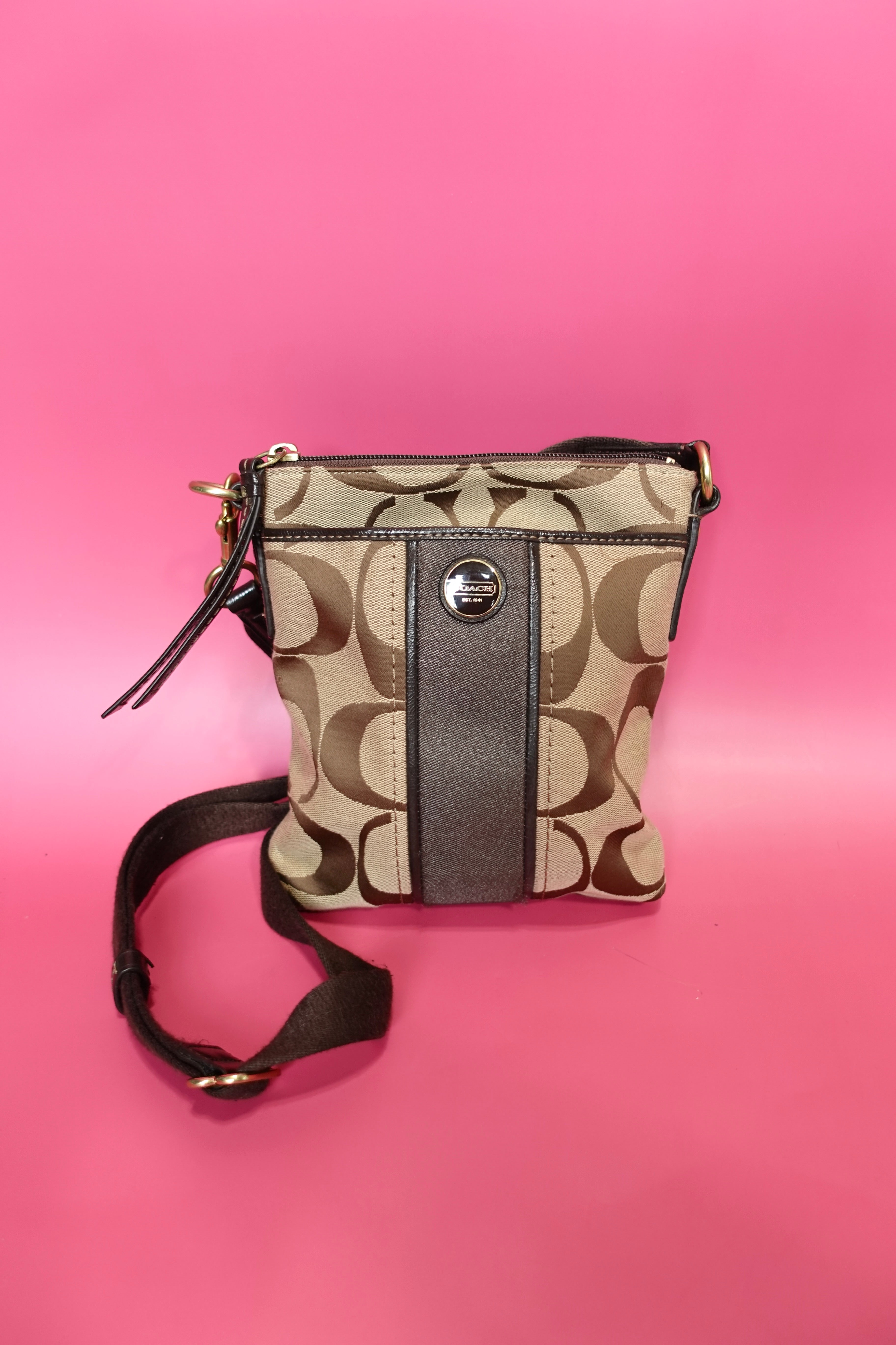 Coach Brown Monogram Crossbody