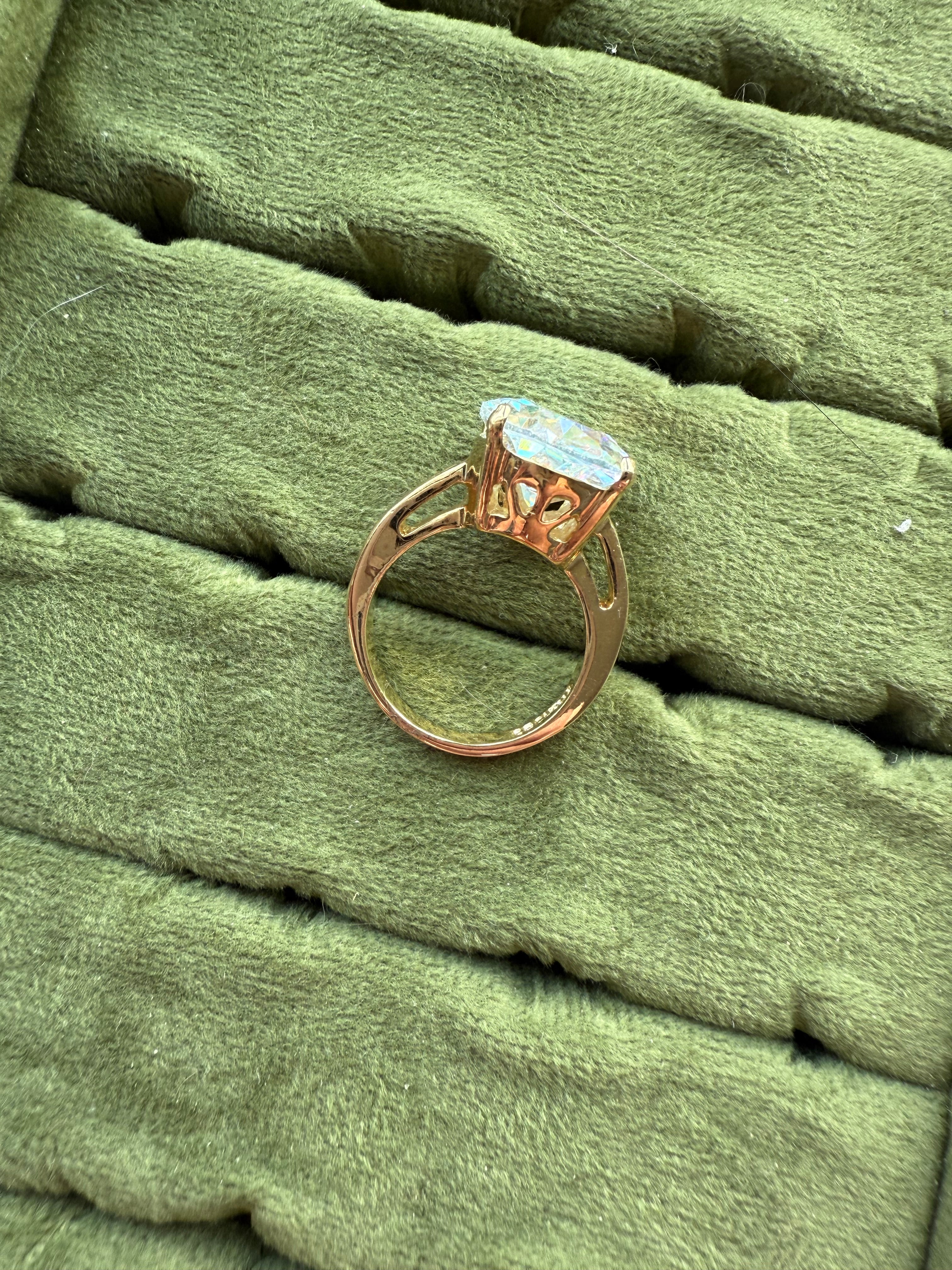 Gold AB Iridescent Stone Ring Size 5.25