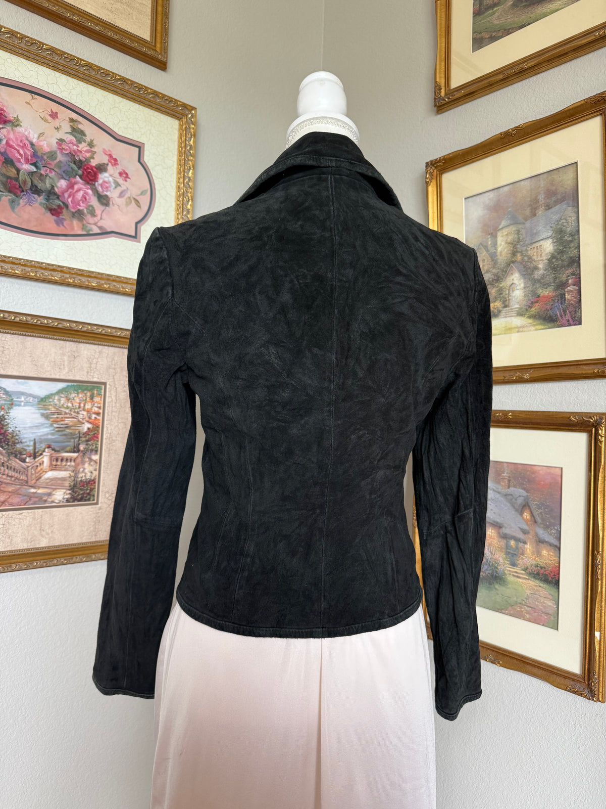 Black Y2k Suede Fitted Jacket