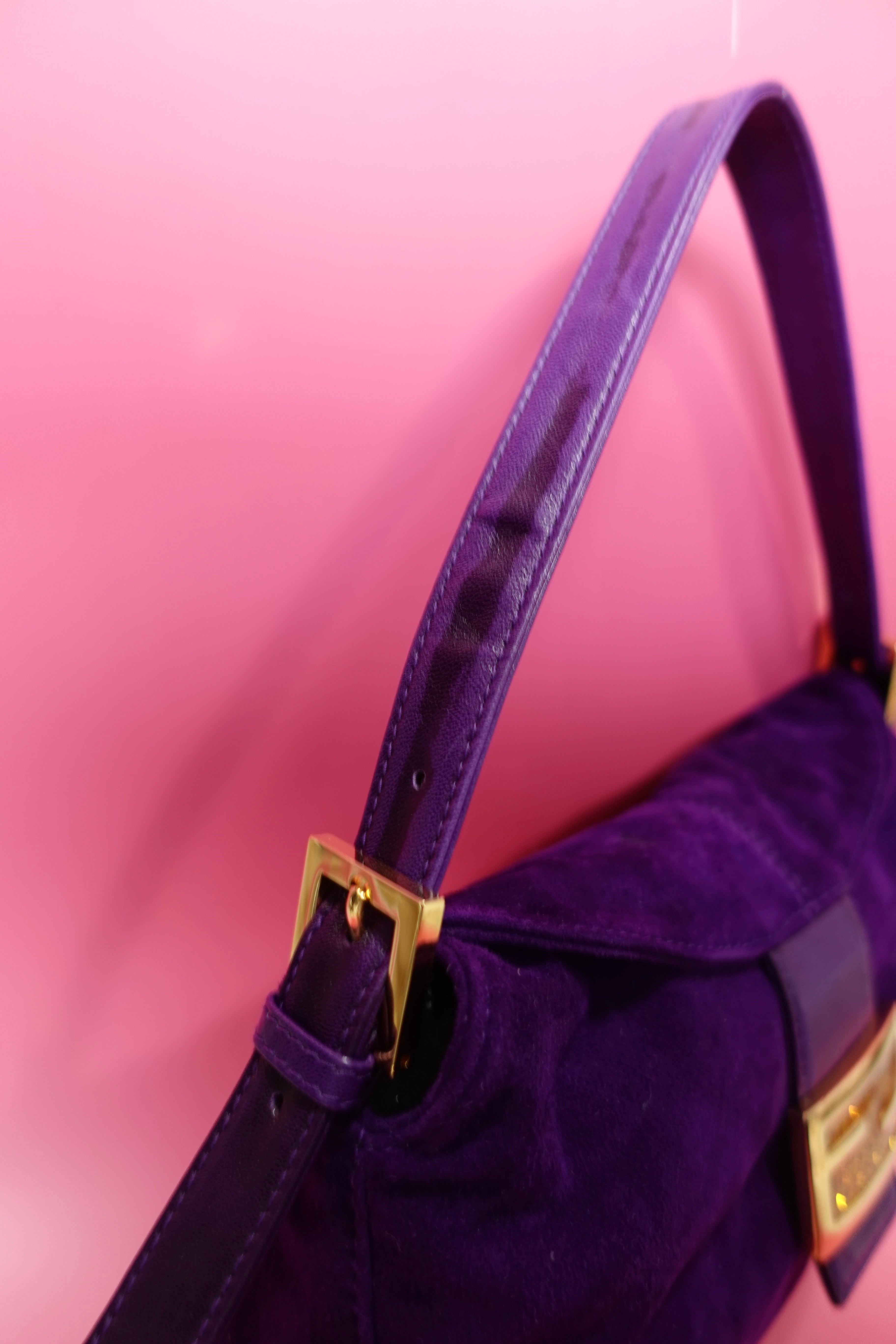 Fendi Purple Suede Baguette
