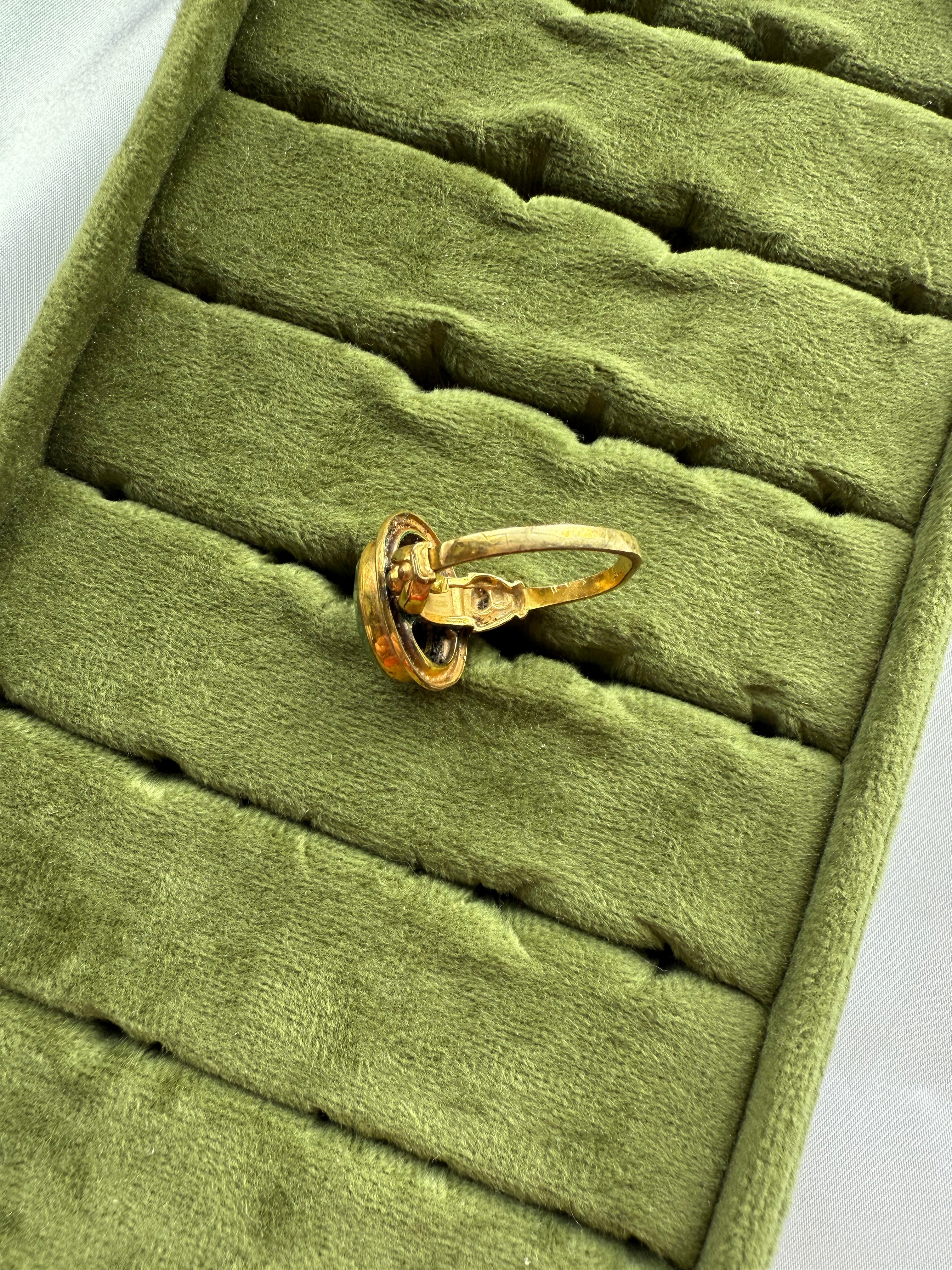 Gold Jade Adjustable Ring Size 7