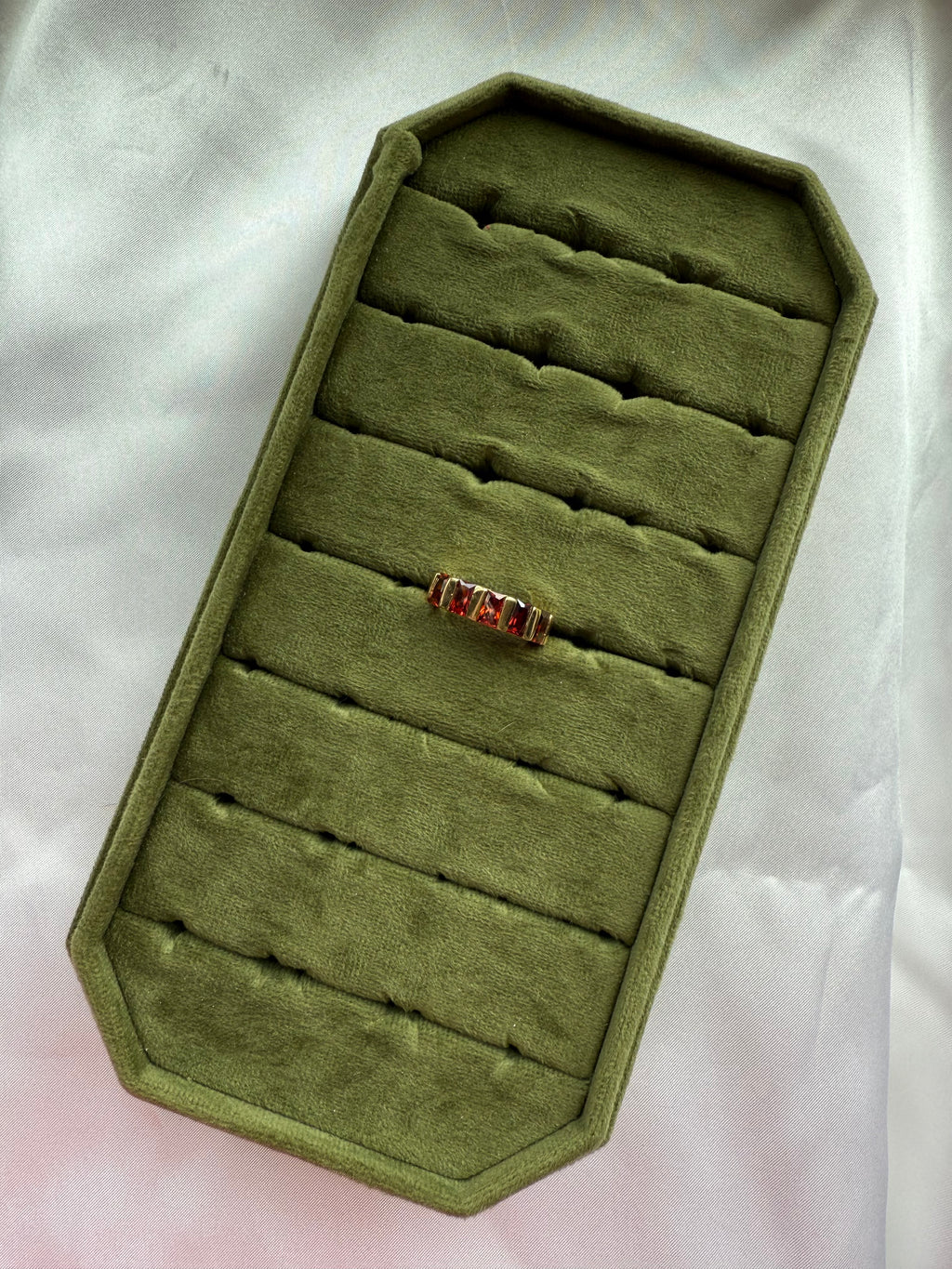 Gold Red Baguette Ring Size 7
