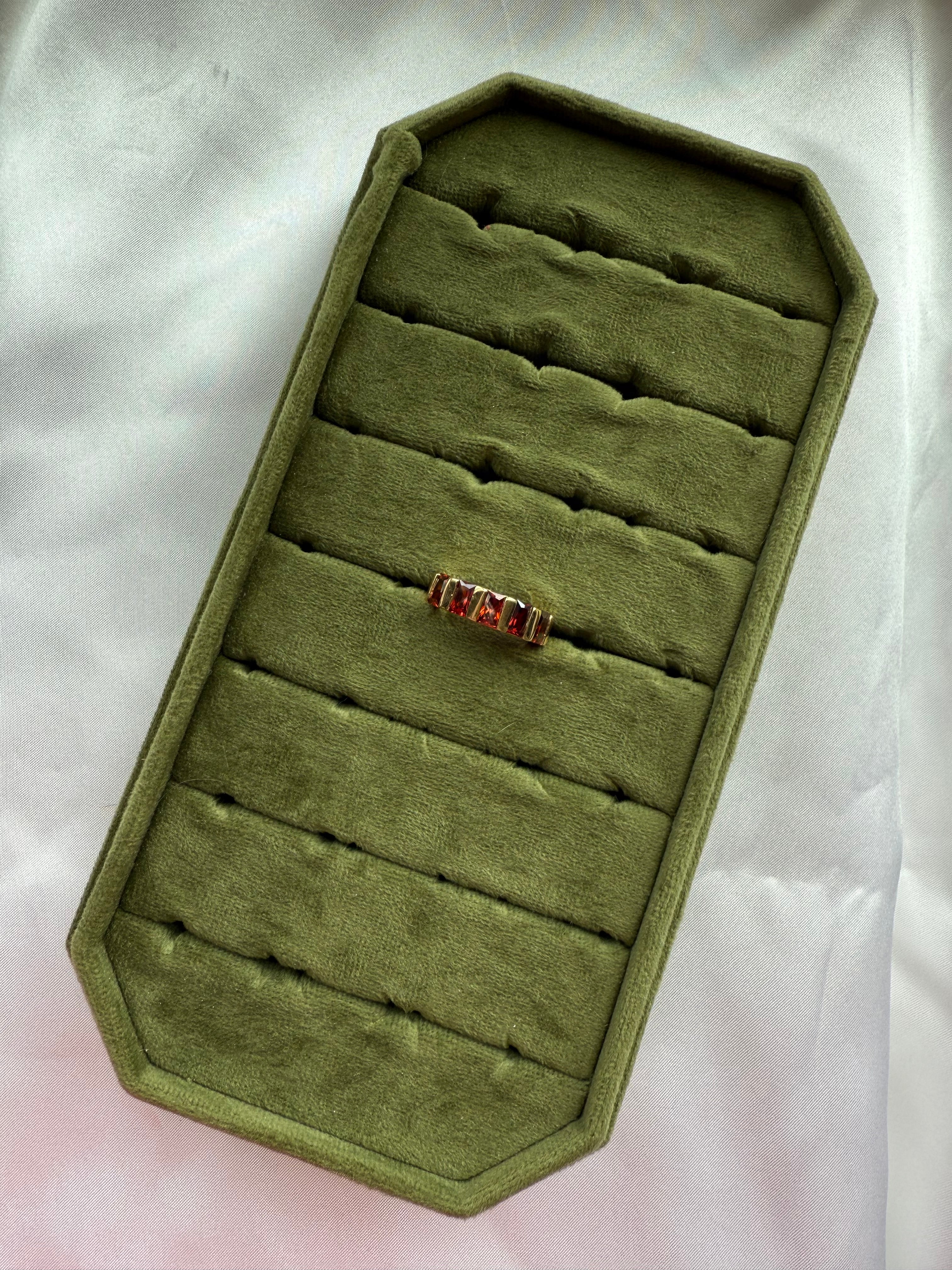 Gold Red Baguette Ring Size 7