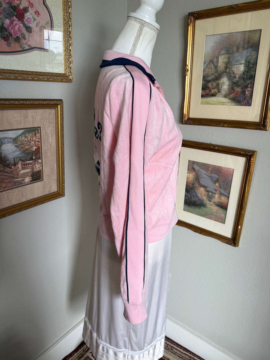 Juicy Couture NWT Baby Pink & Navy Velvet Jacket