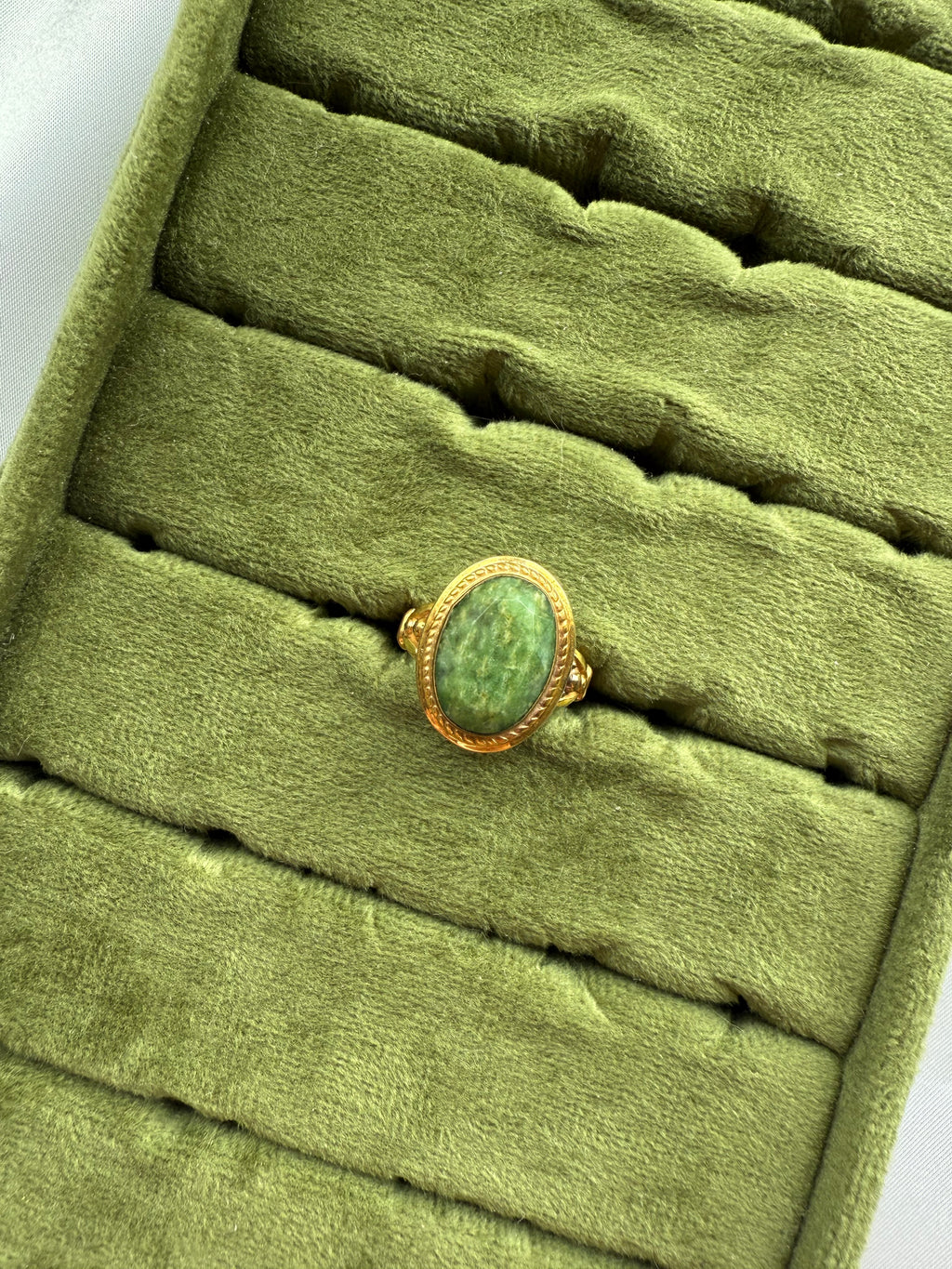 Gold Jade Adjustable Ring Size 7