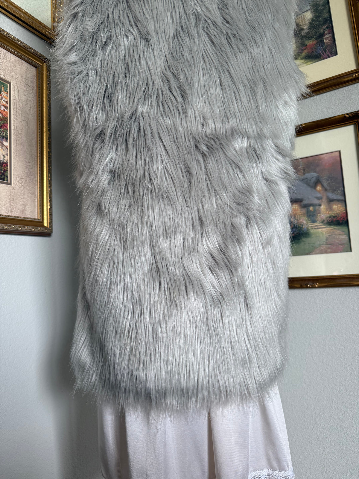 Light Gray Vintage Faux Fur Vest
