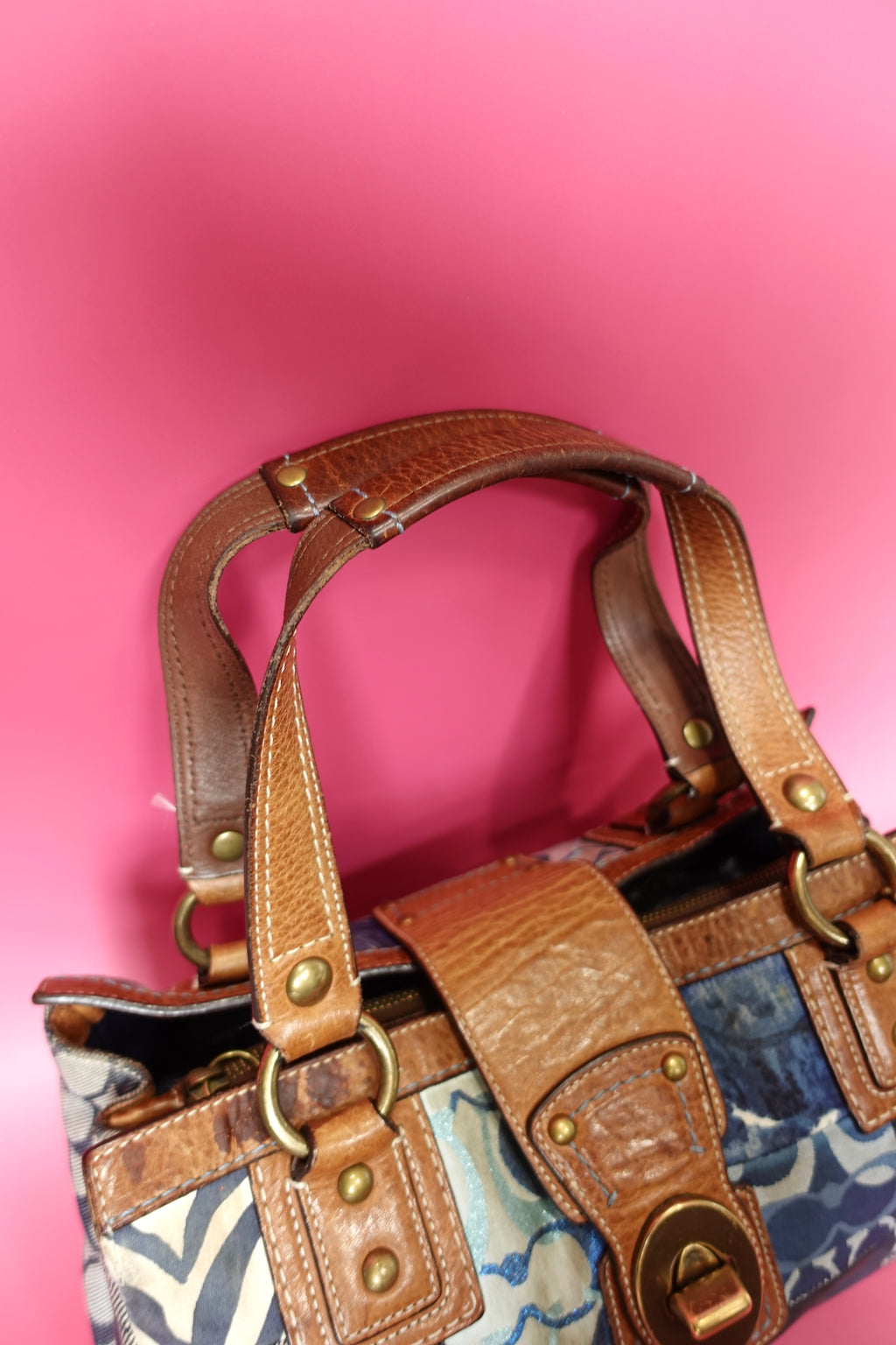 Coach Denim Patchwork Satchel