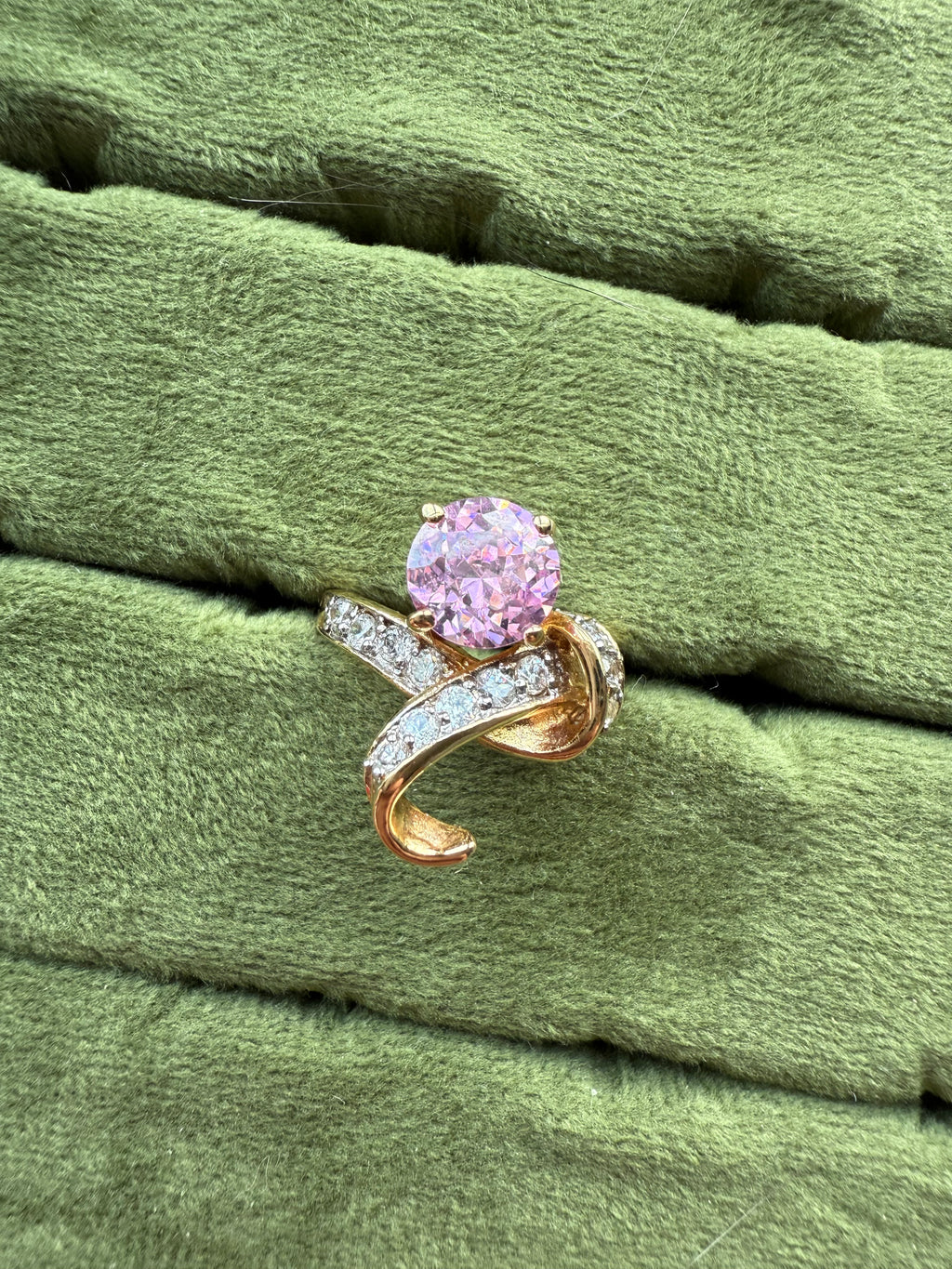 Gold Pink Abstract Ring Size 6