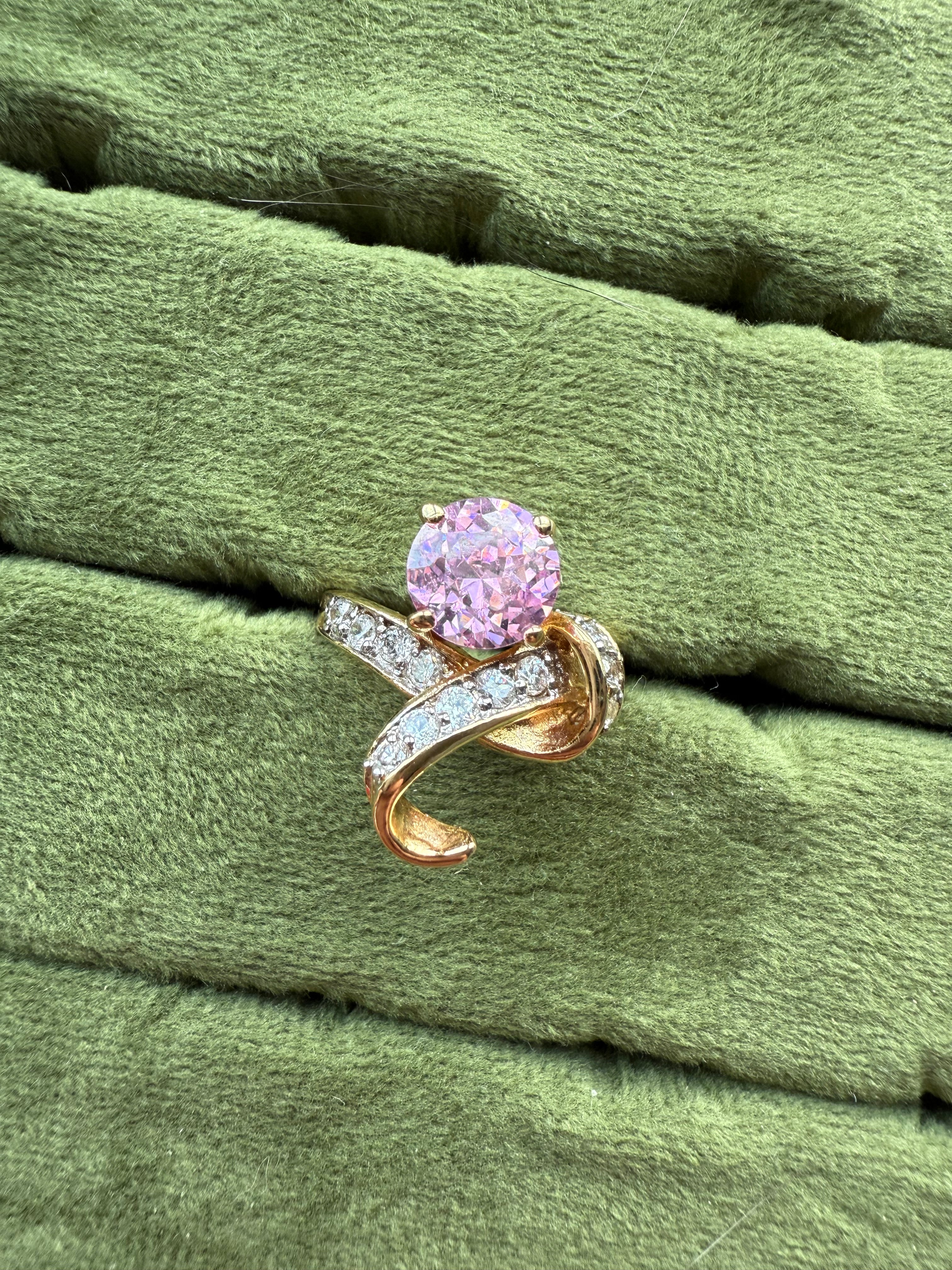 Gold Pink Abstract Ring Size 6