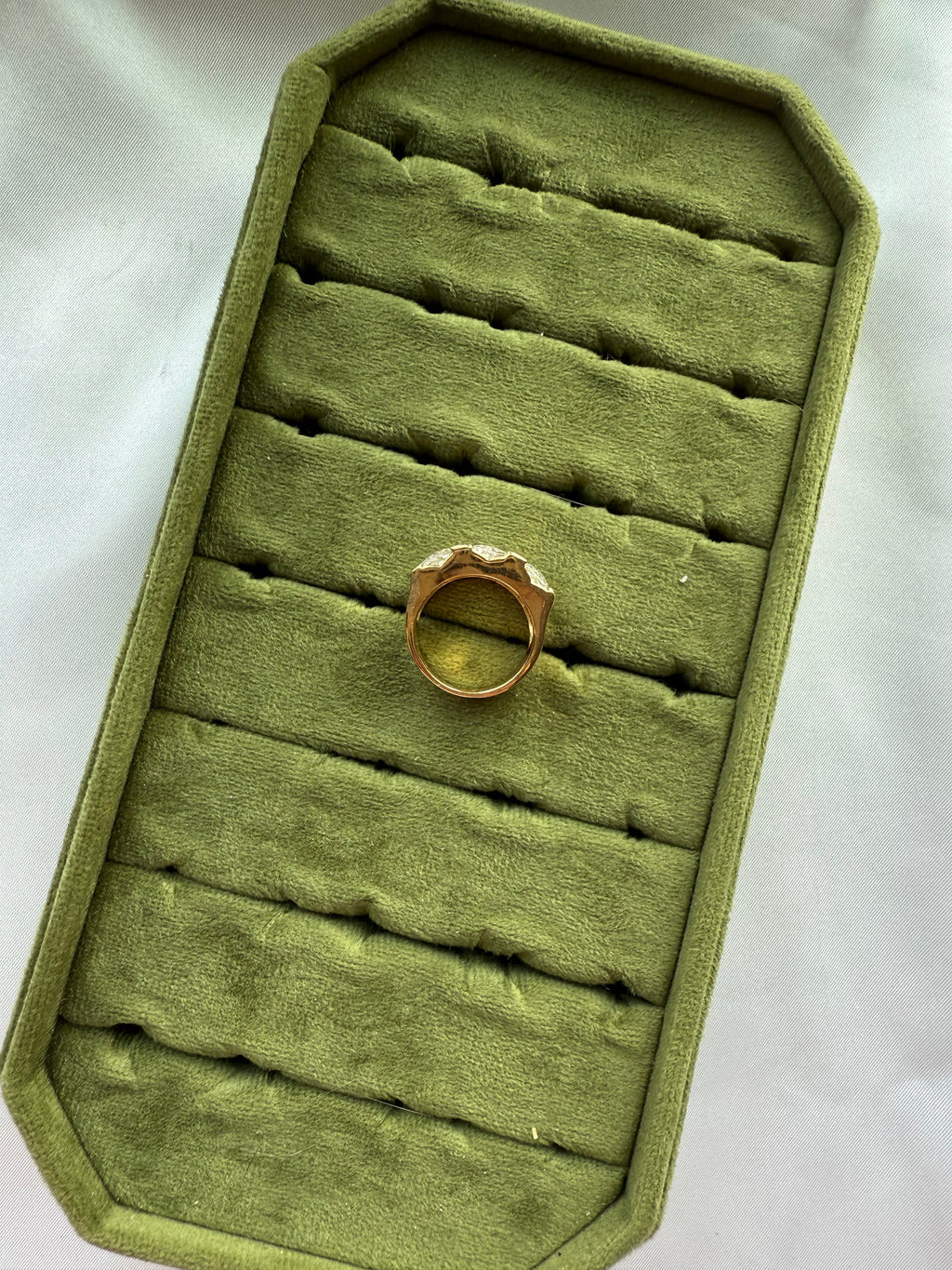 Chunky Gold CZ Baguette Ring Size 7