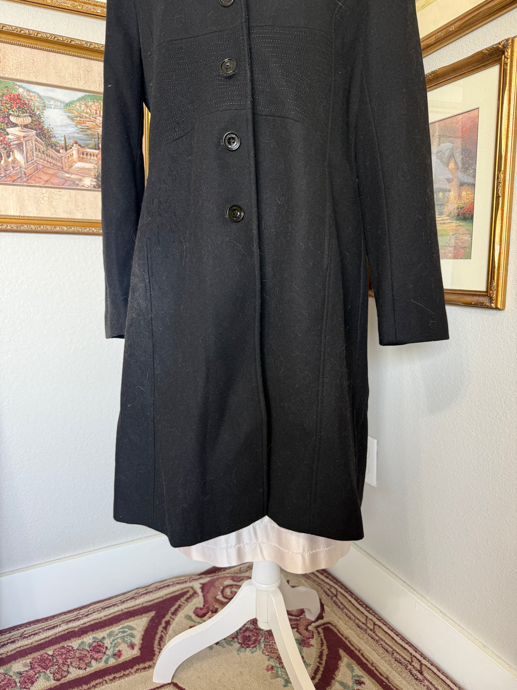 Tommy Hilfiger Black Wool Trenchcoat