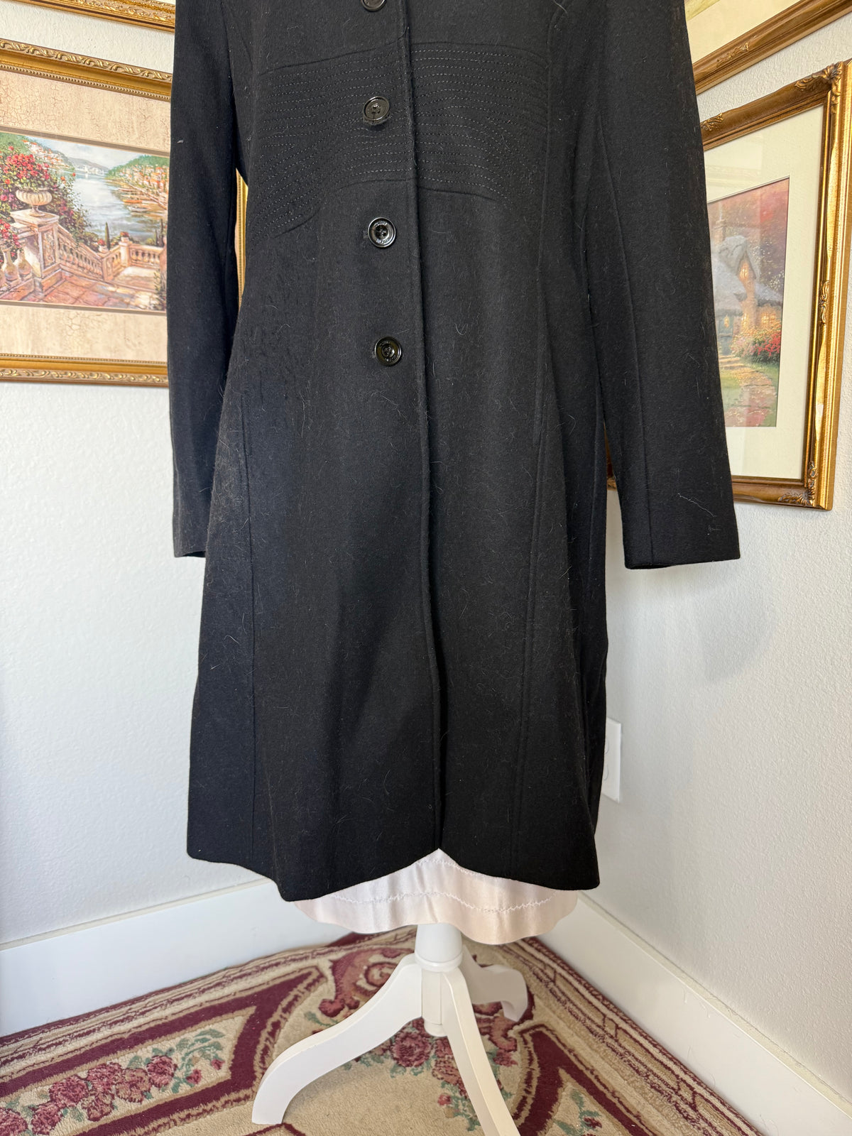 Tommy Hilfiger Black Wool Trenchcoat