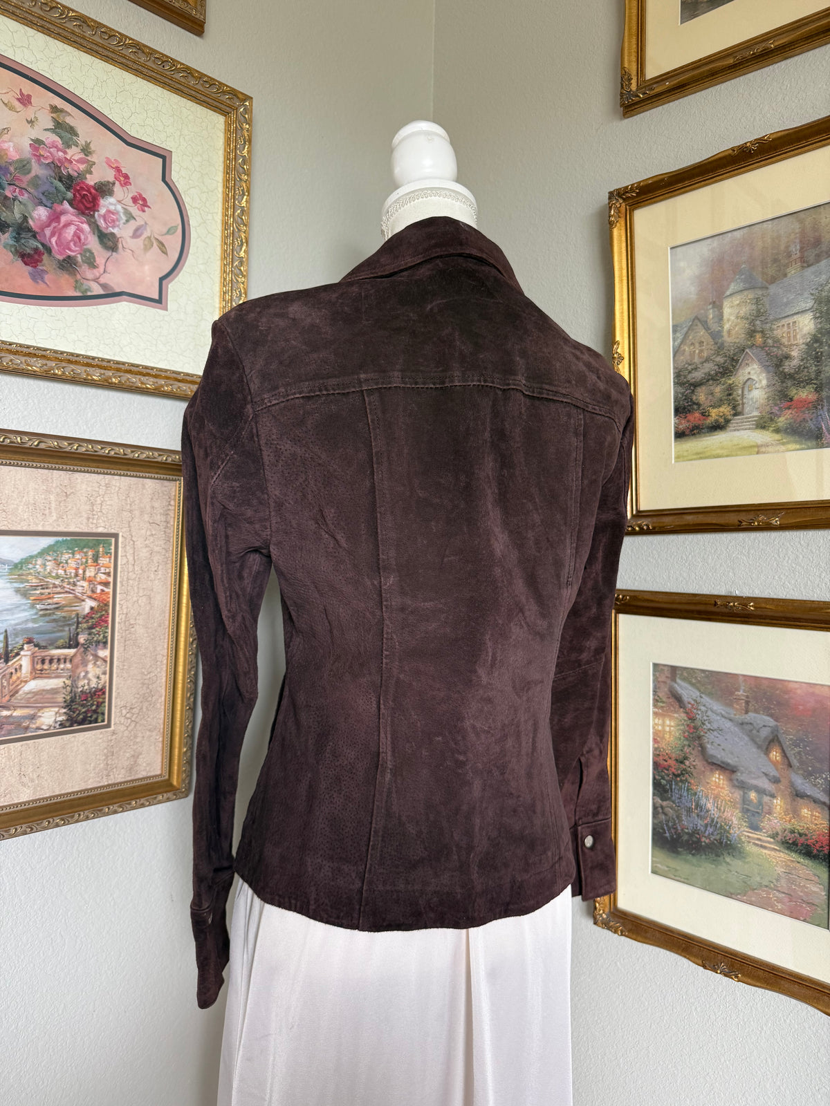 Brown Suede Y2k Button Up Jacket