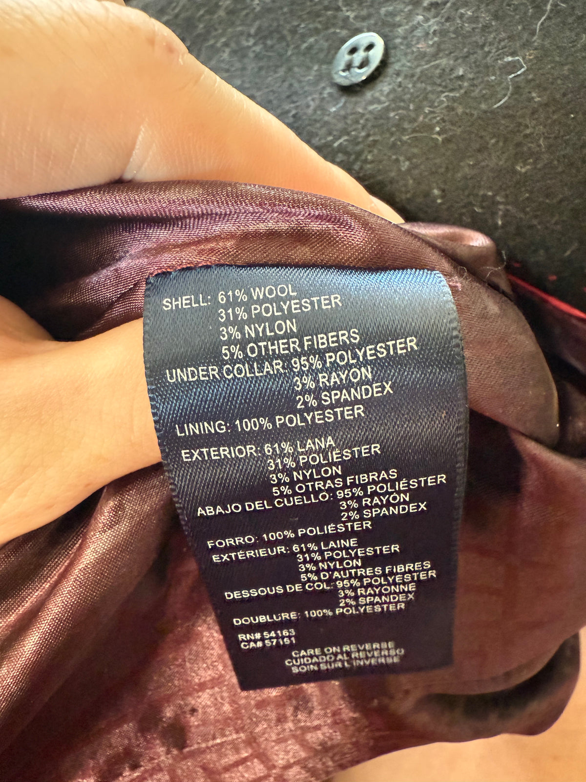 Tommy Hilfiger Black Wool Trenchcoat