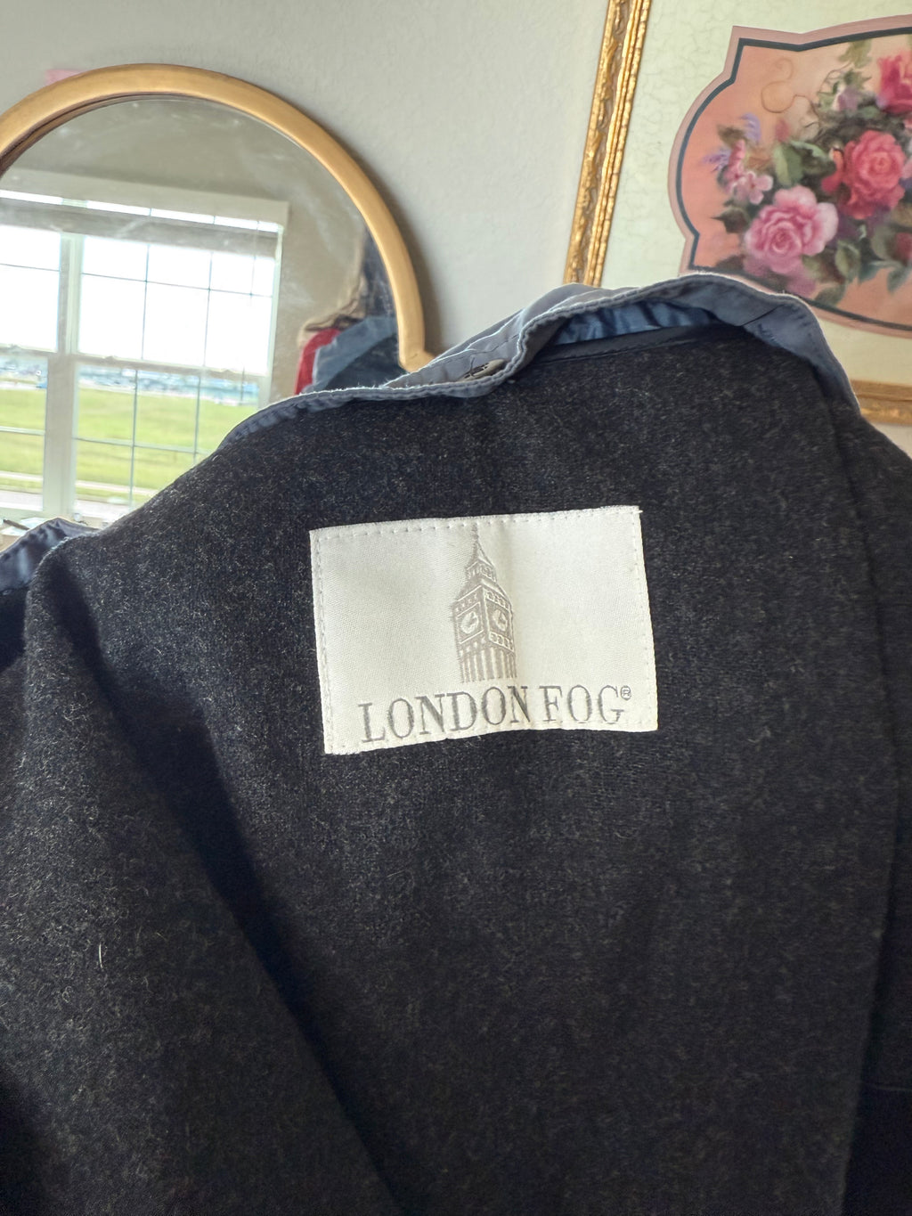 Vintage London Fog Dusty Blue & Black Trenchcoat