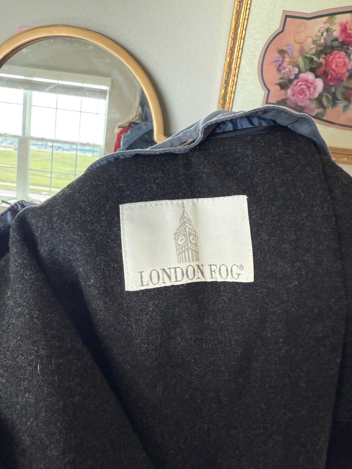 Vintage London Fog Dusty Blue & Black Trenchcoat