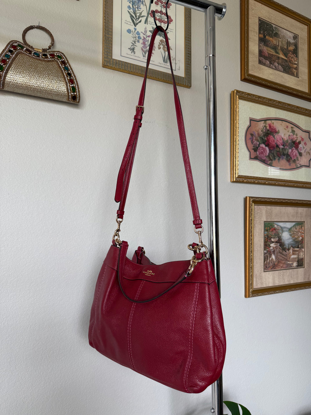 Coach Lexy Red Leather Shoulder Bag