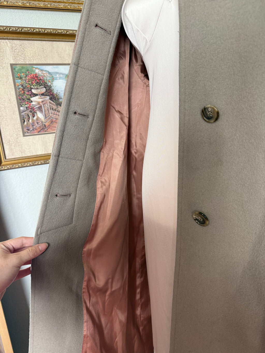 Harve Benard Neutral Pure Wool Trenchcoat