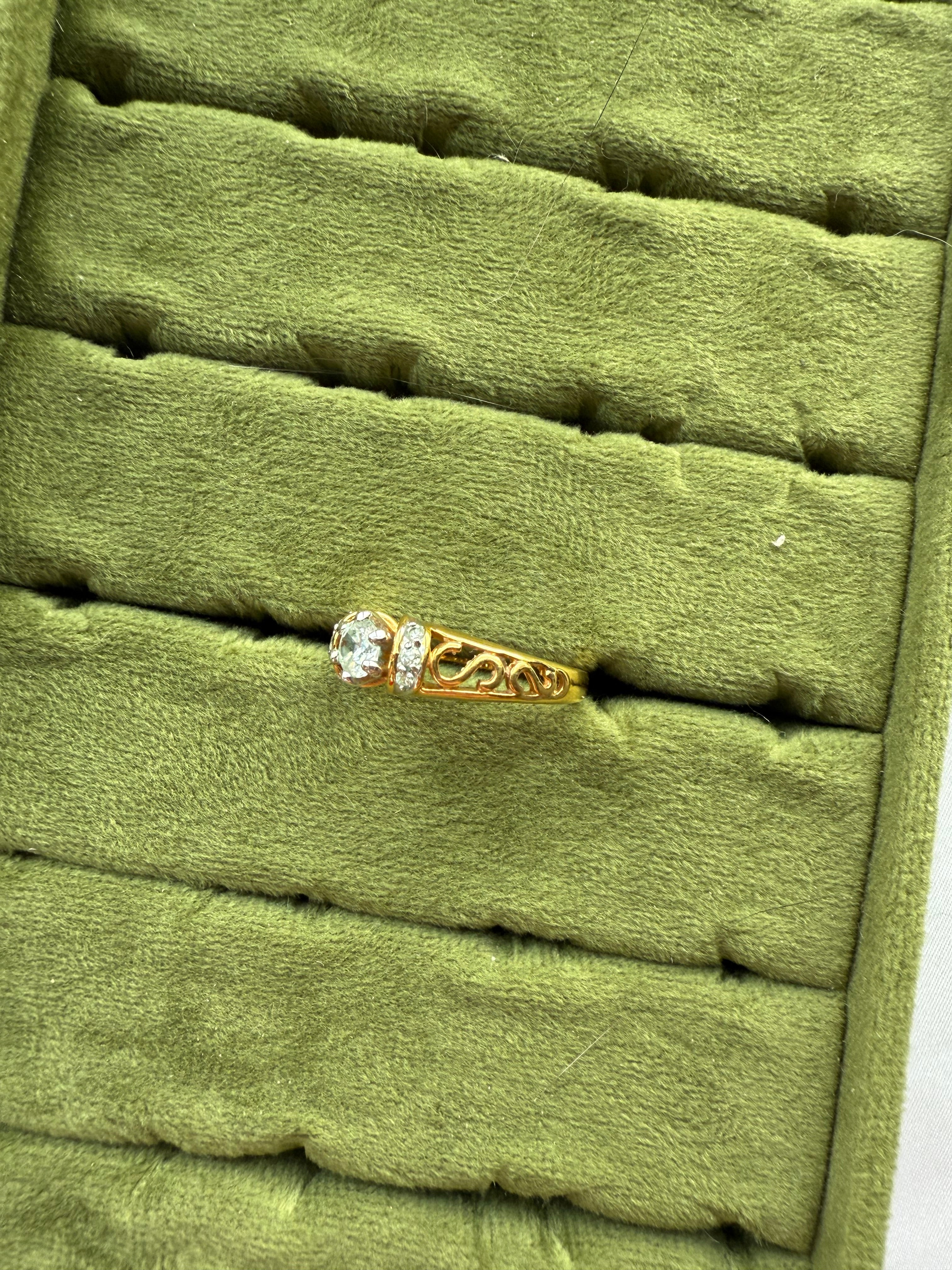Gold Filigree CZ Ring Size 9