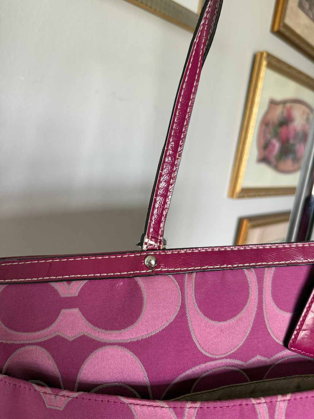 Coach Pink Signature Canvas Tote