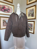 Vintage Mocha Brown & Beige Quilted Puffer Coat