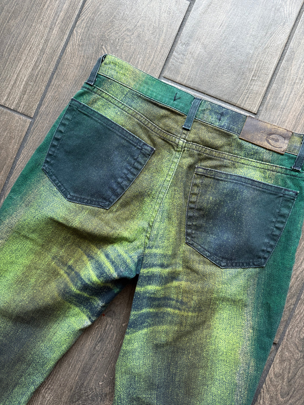 Roberto Cavalli Green Acid Wash Jeans