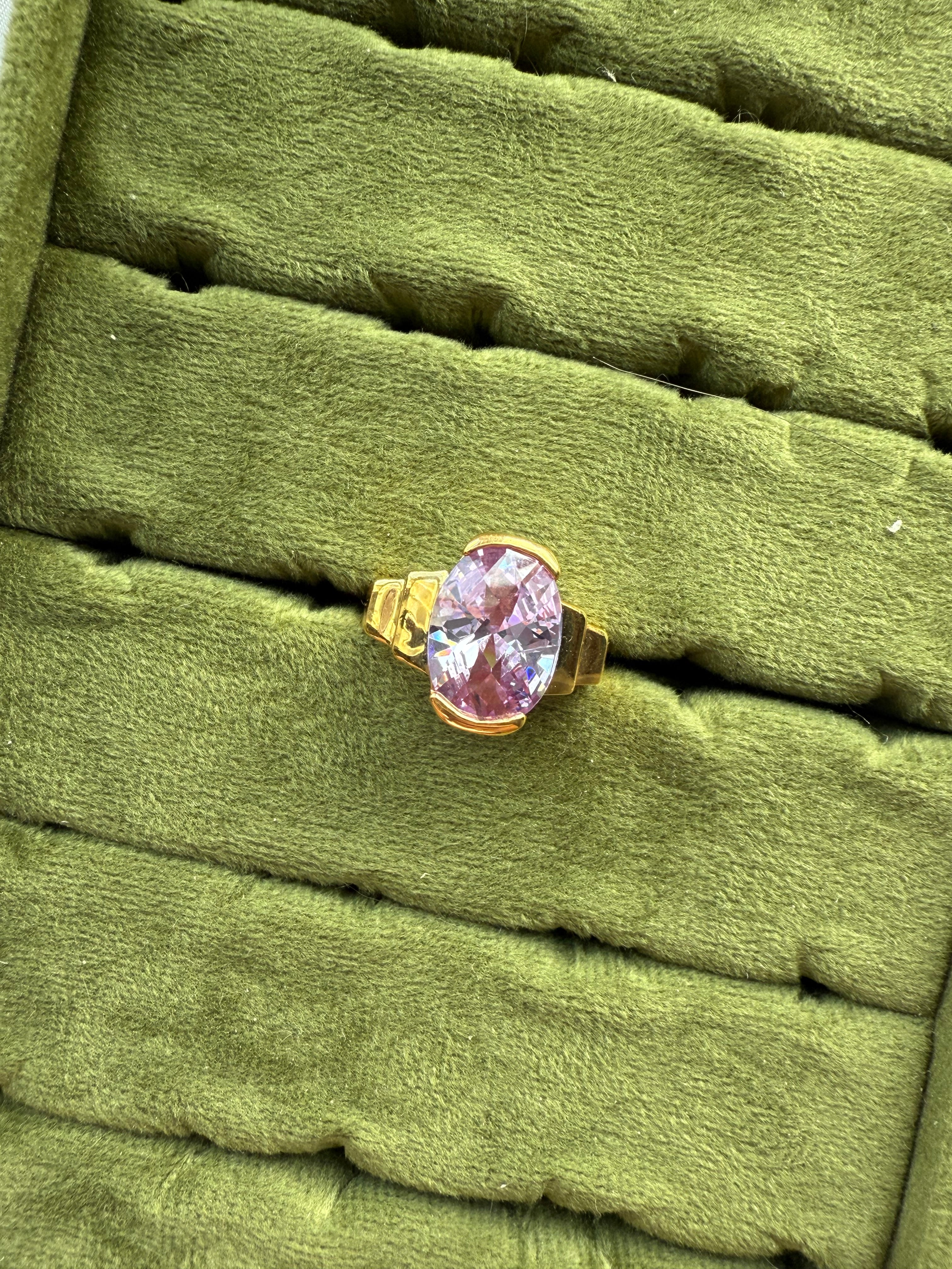 Gold Bezel Set Lilac Ring Size 7.5