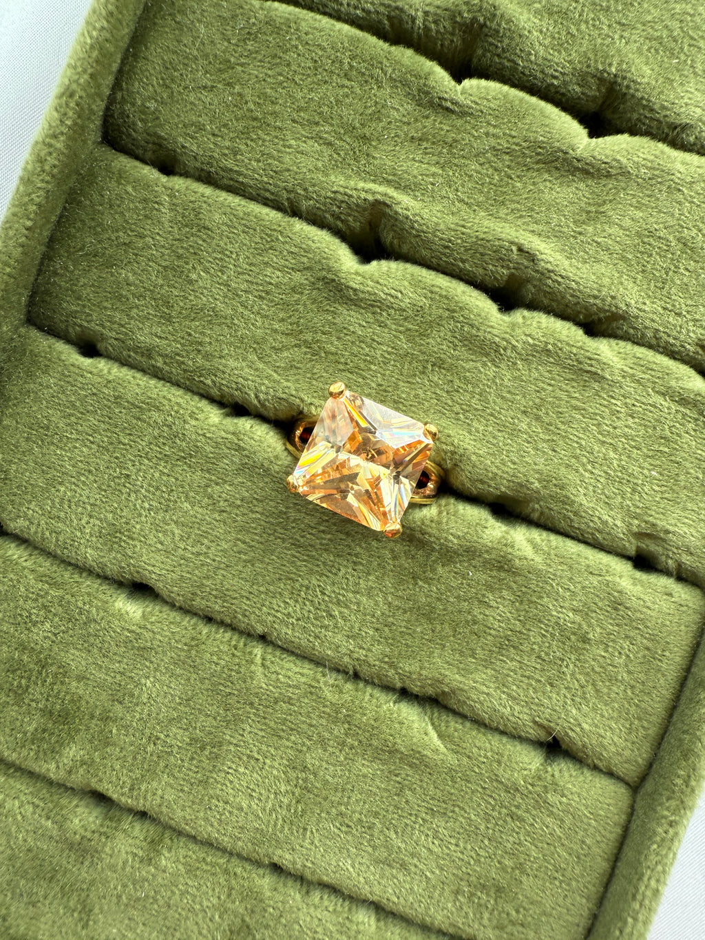 Gold Cushion Champagne Ring Size 7