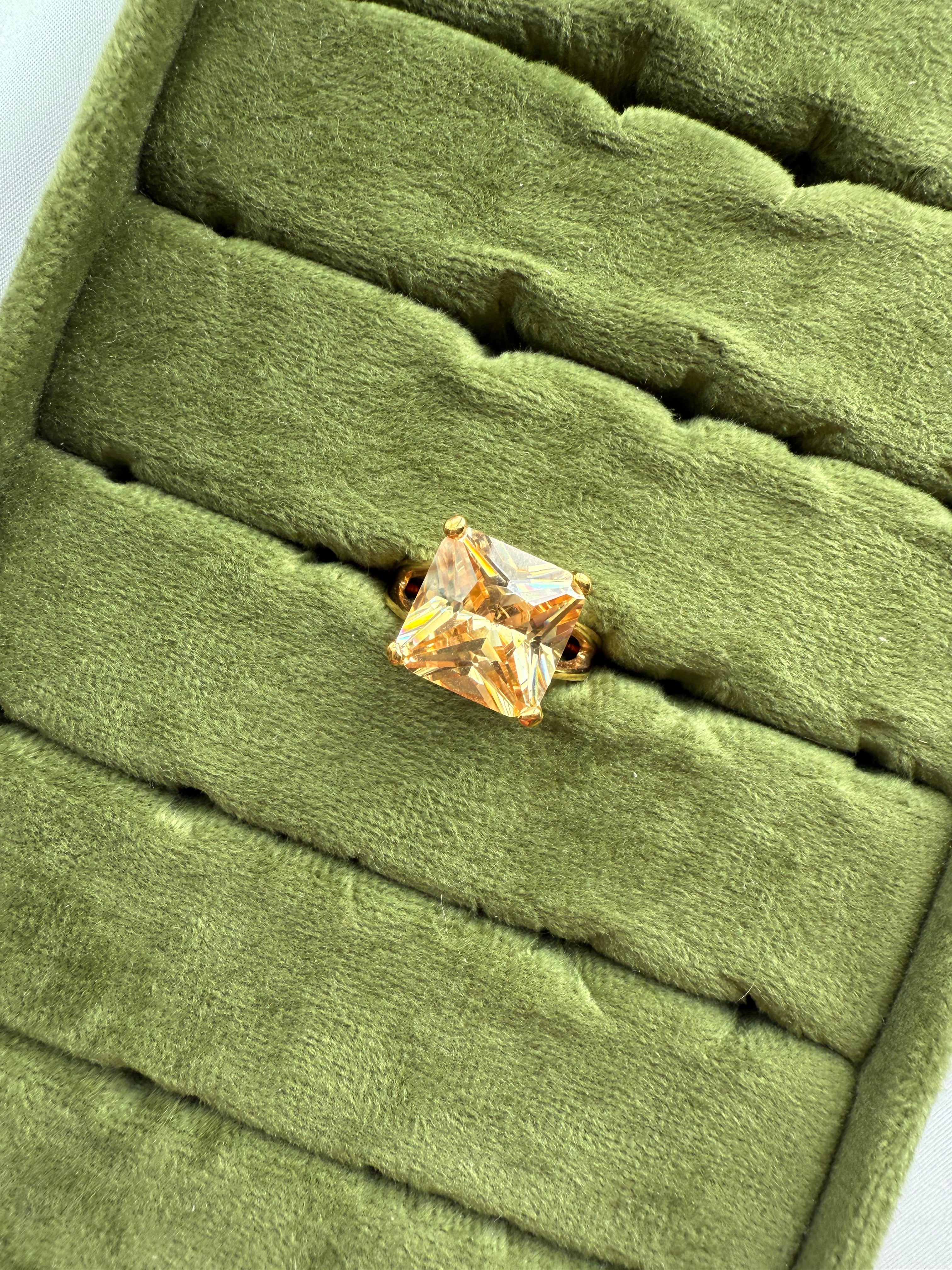 Gold Cushion Champagne Ring Size 7