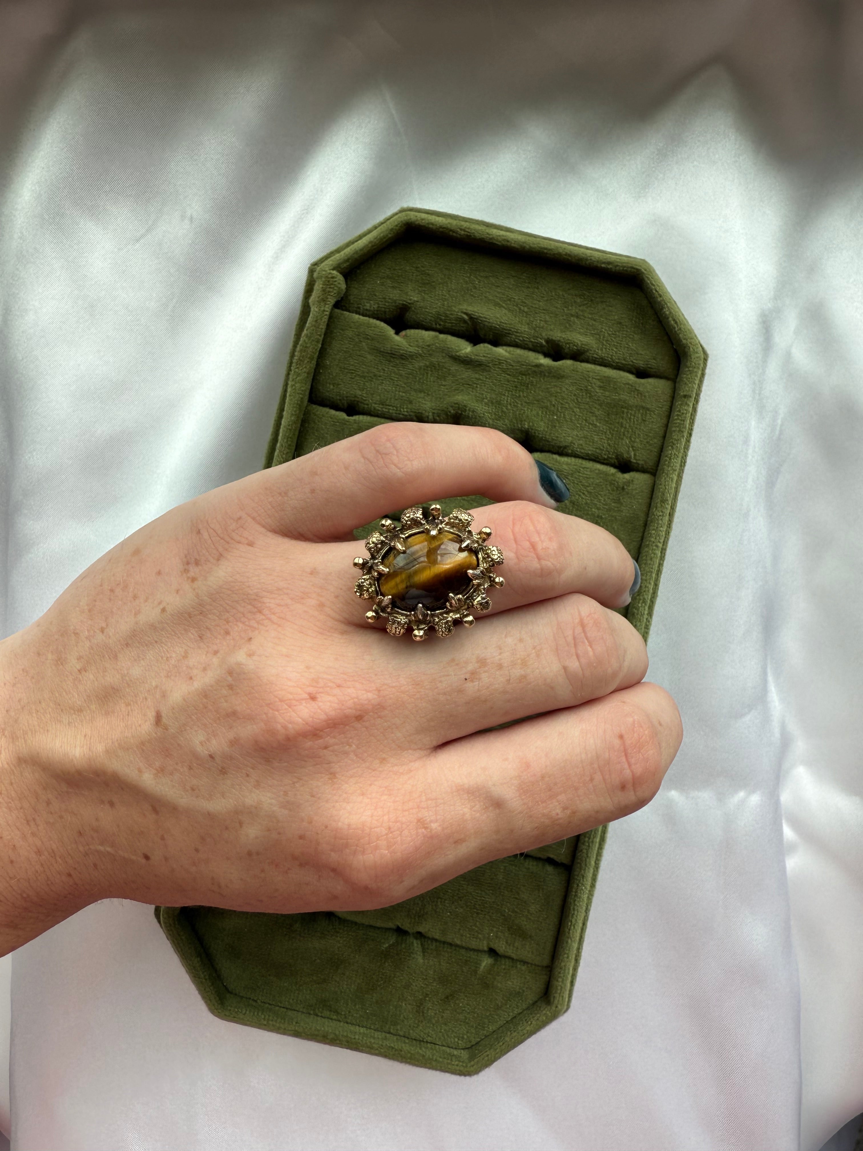 Gold Tiger's Eye Chunky Ring Size 6.5