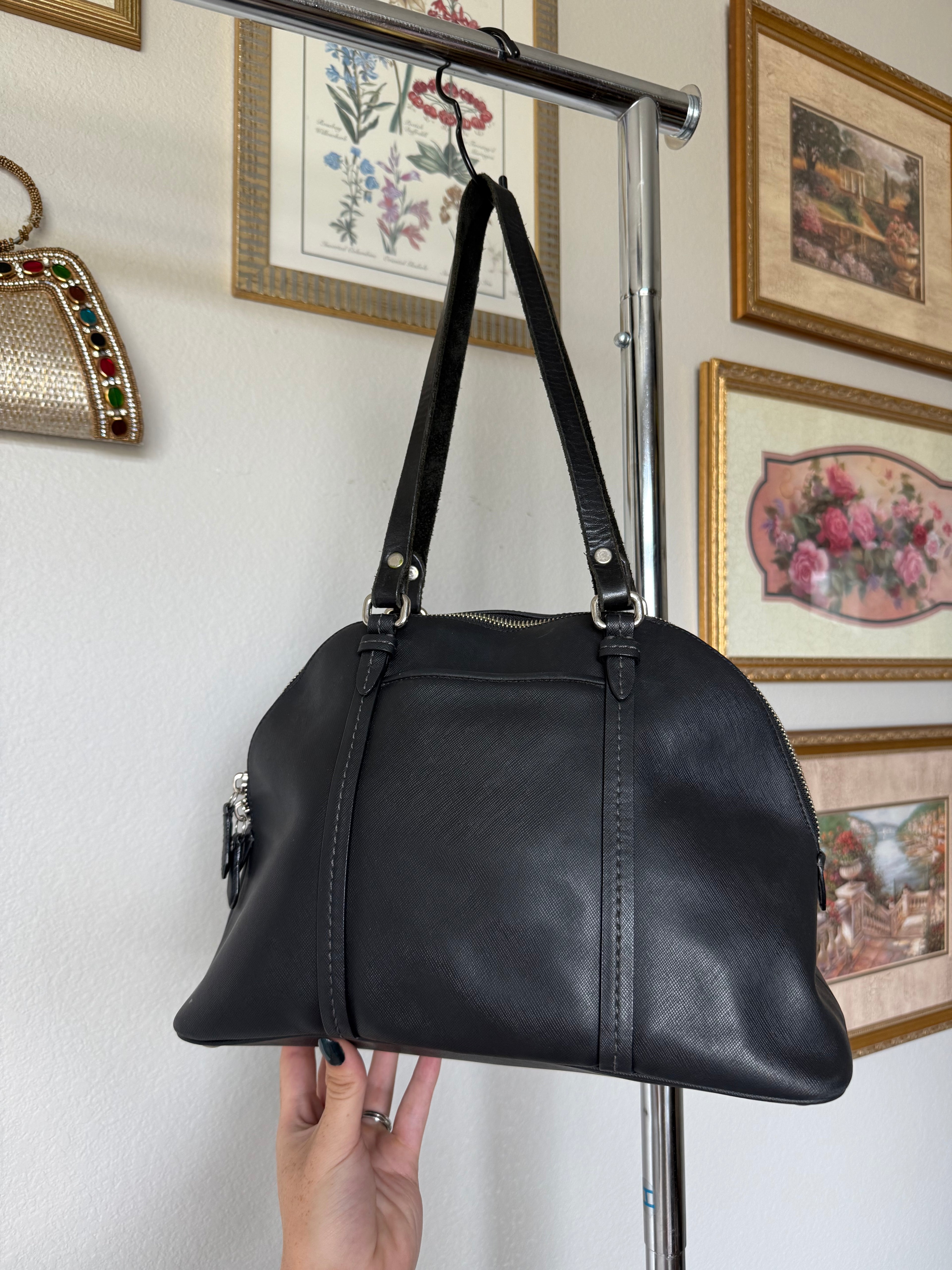 Coach Peyton Saffiano Leather Cora Domed Satchel