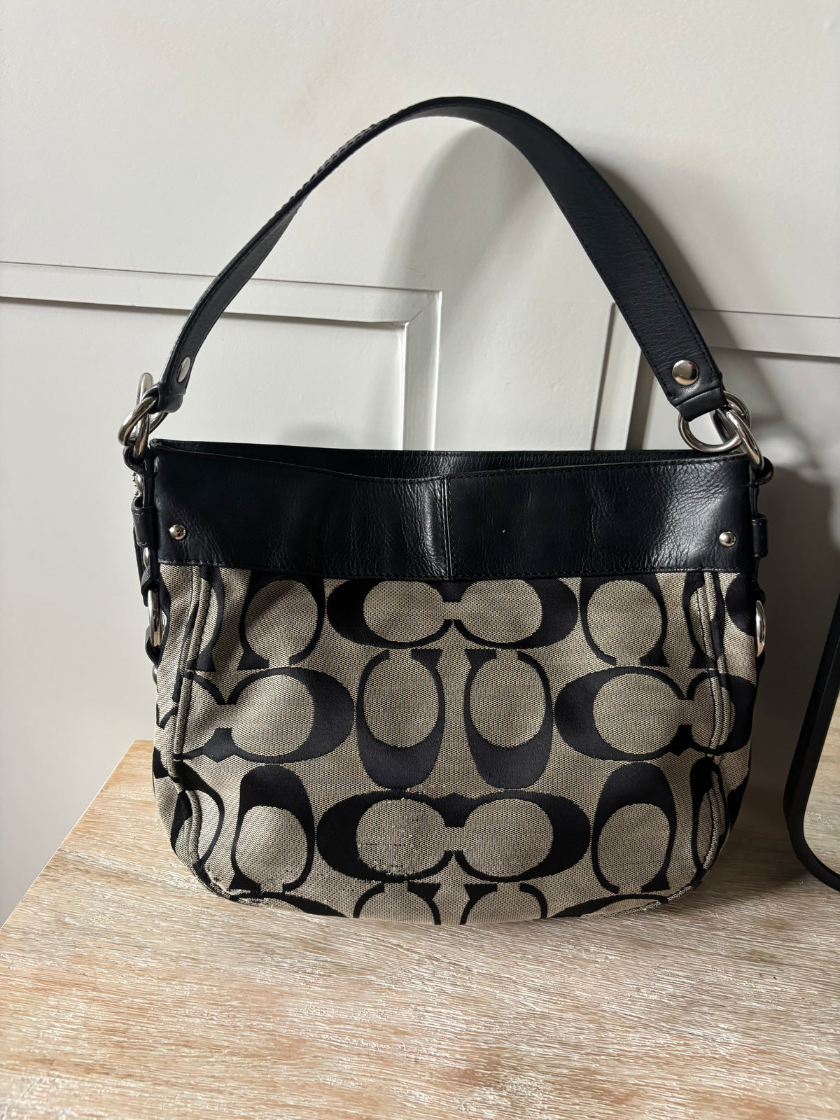 Black Coach Pinned Shoulder Bag