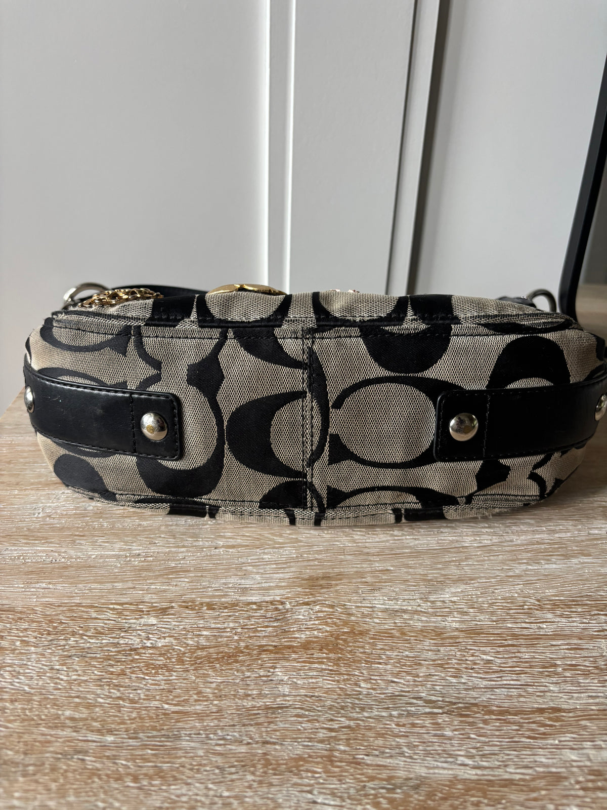 Black Coach Pinned Shoulder Bag