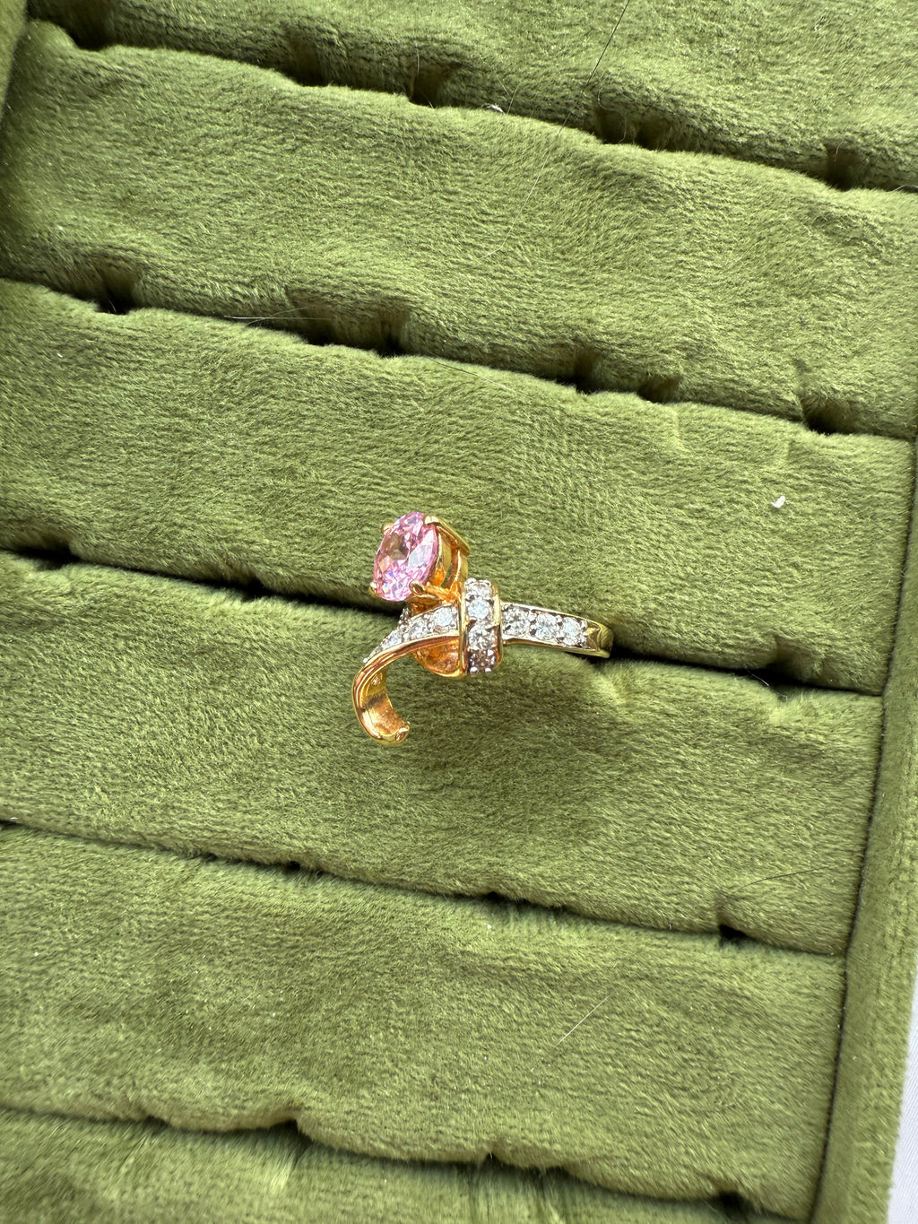 Gold Pink Abstract Ring Size 6