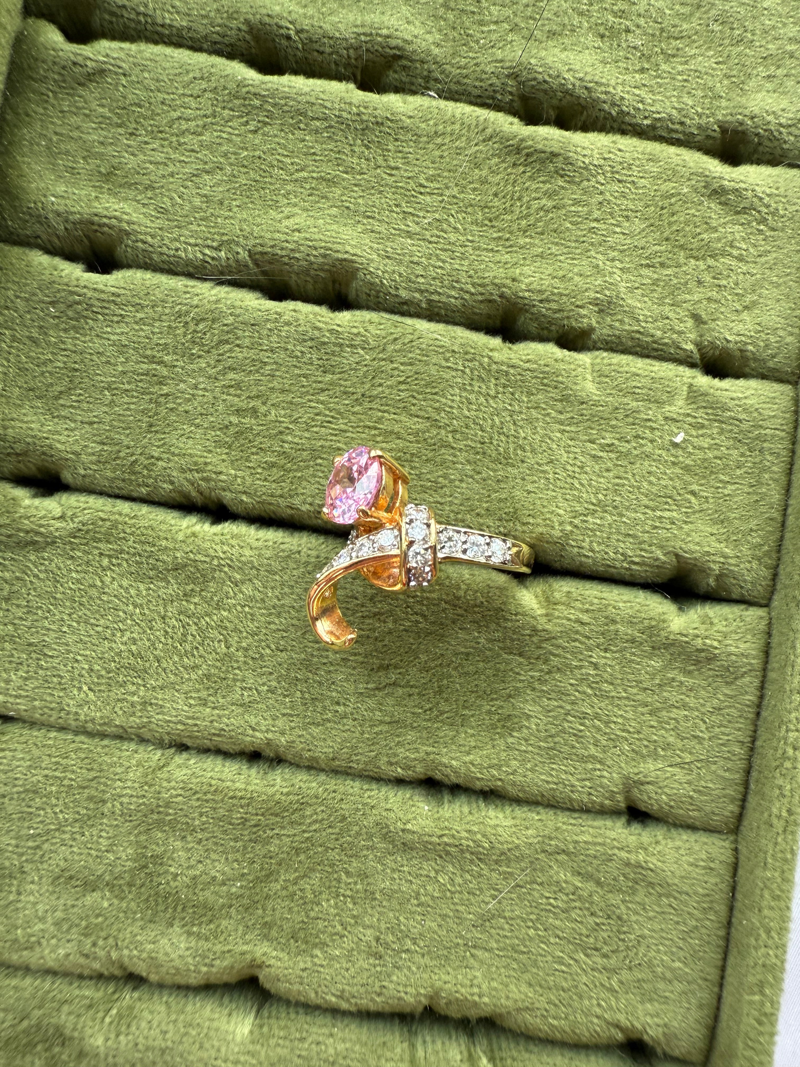 Gold Pink Abstract Ring Size 6