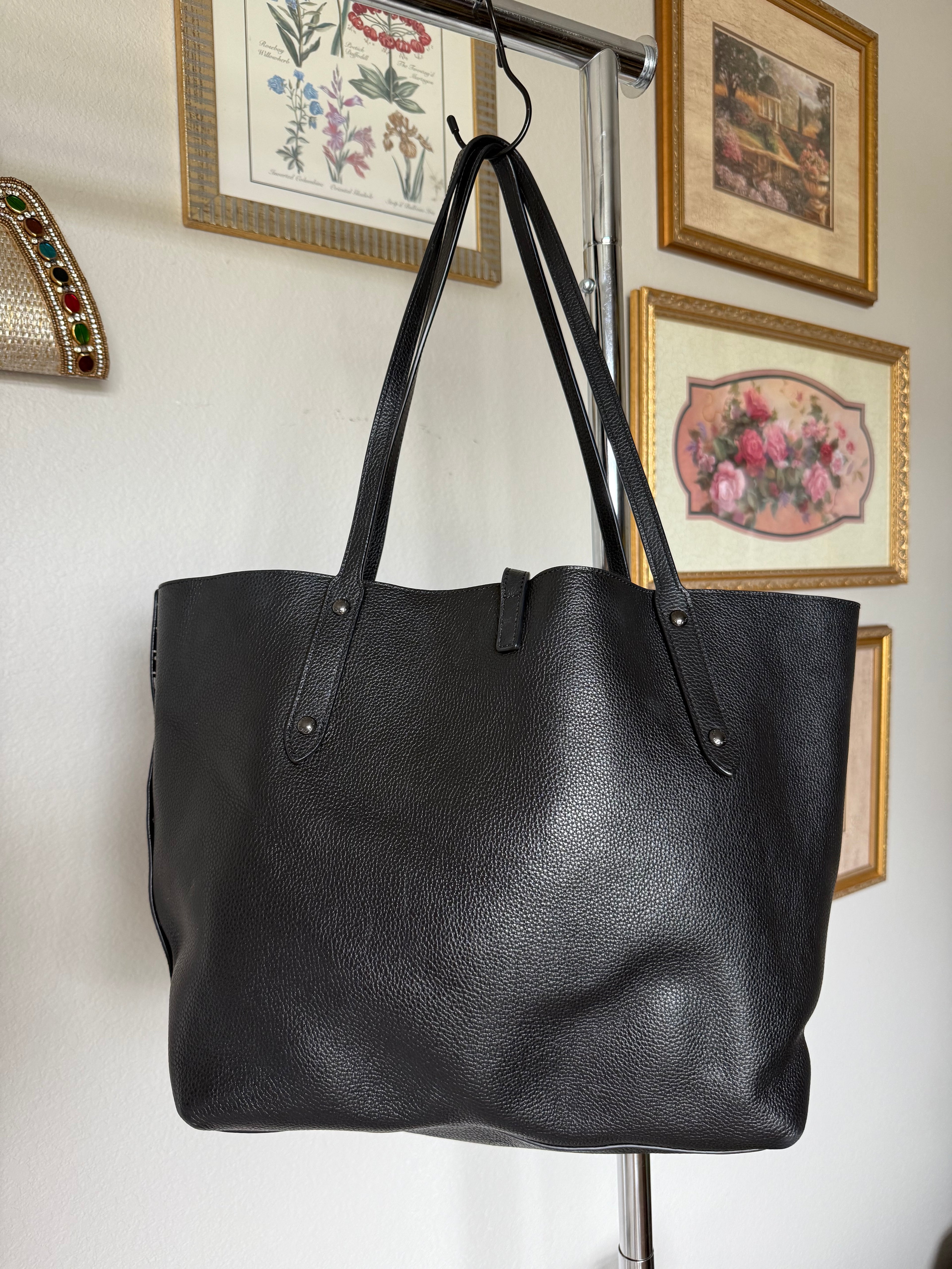 Black Coach Market Tote Bag