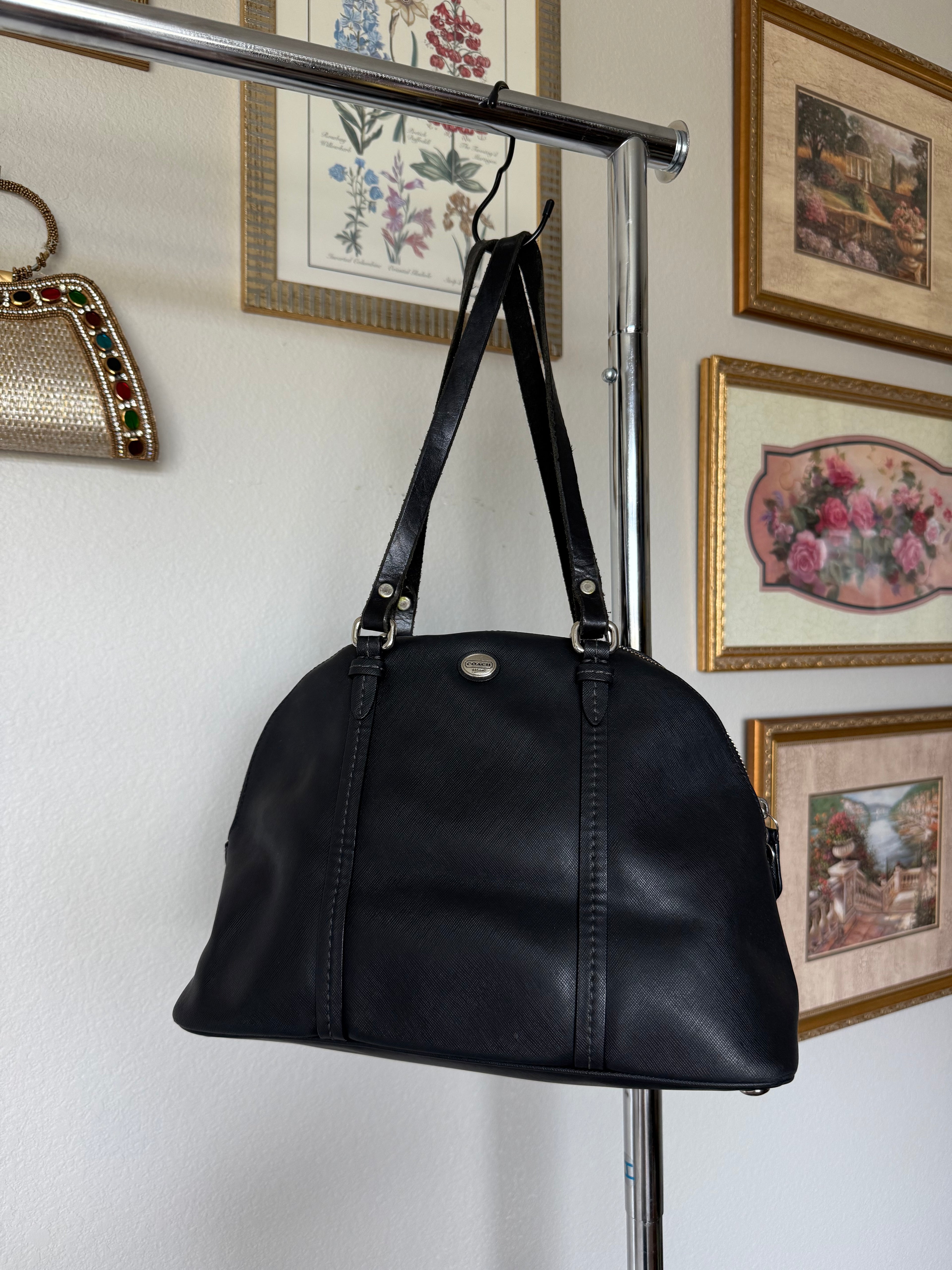 Coach Peyton Saffiano Leather Cora Domed Satchel