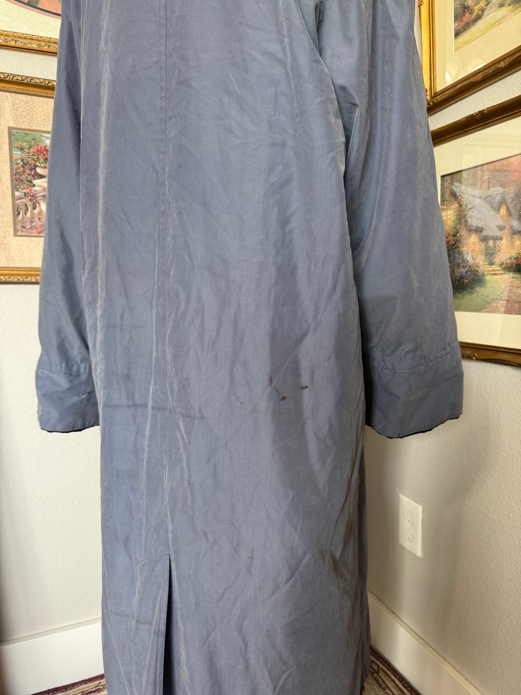 Vintage London Fog Dusty Blue & Black Trenchcoat