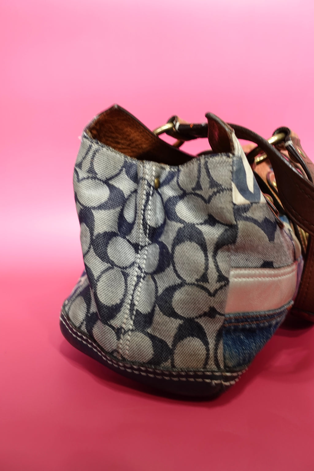 Coach Denim Patchwork Satchel