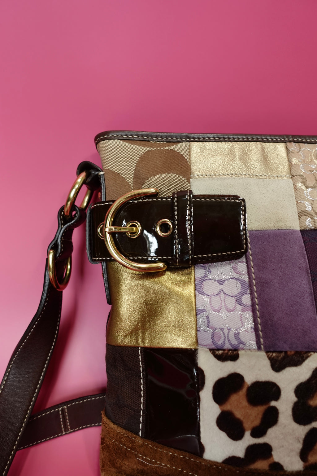 Purple Patchwork Coach Crossbody