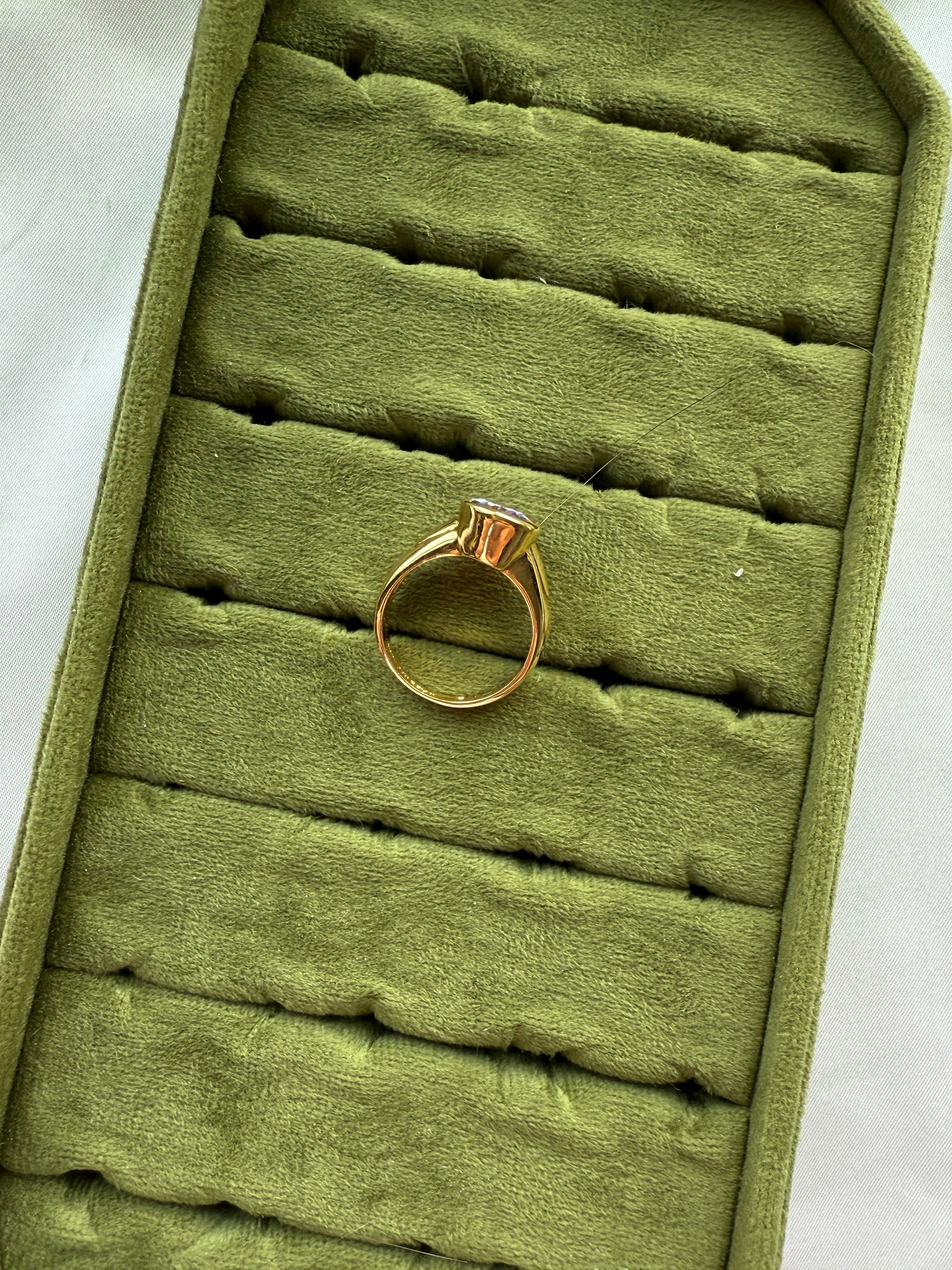 Gold Bezel Lilac Teardrop Ring Size 8