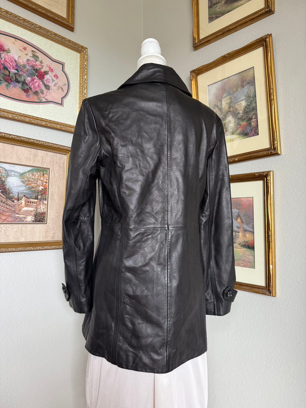 Vintage Black London Fog Leather Peacoat